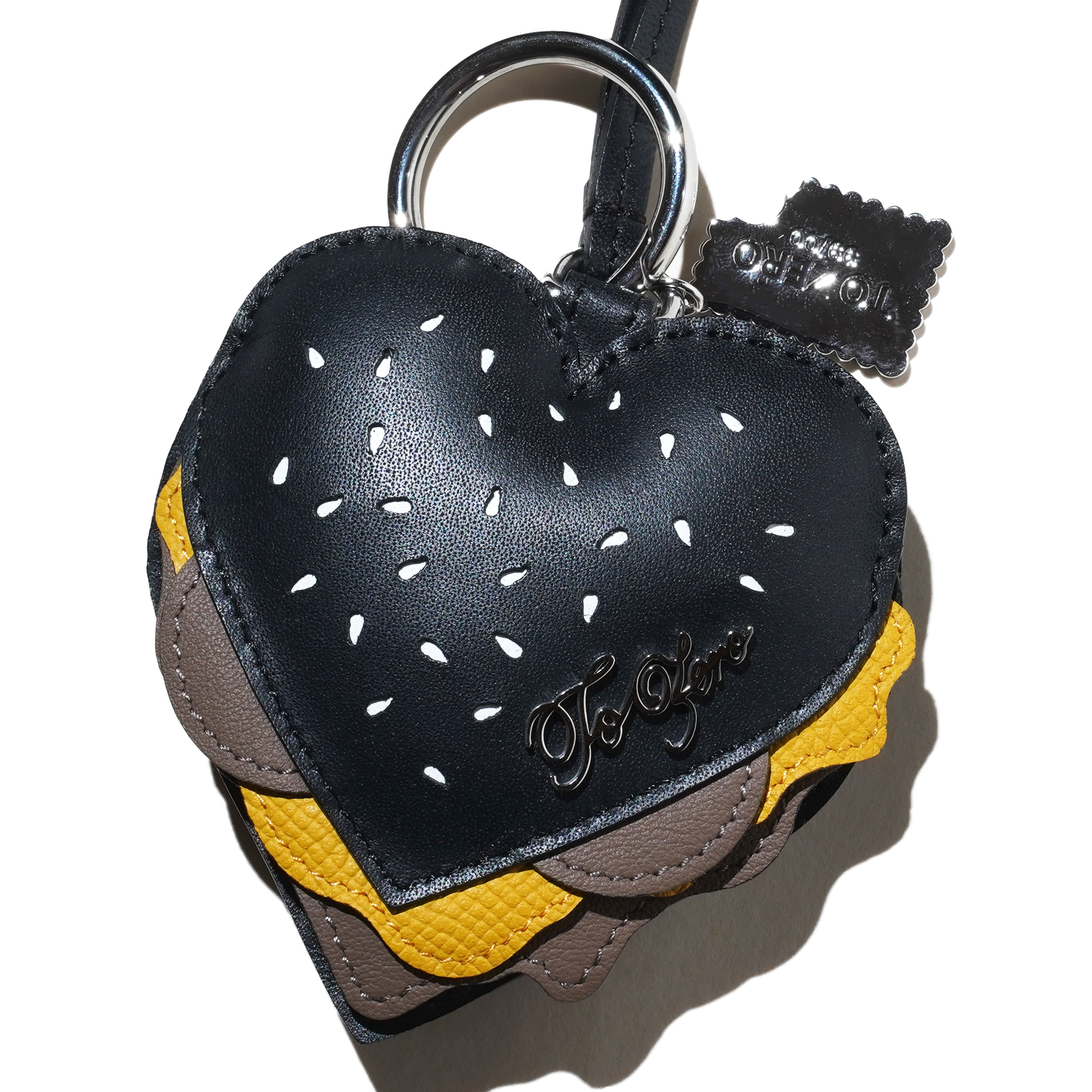 'THE BIG CHEESE' LEATHER BAG CHARM (BLACK)