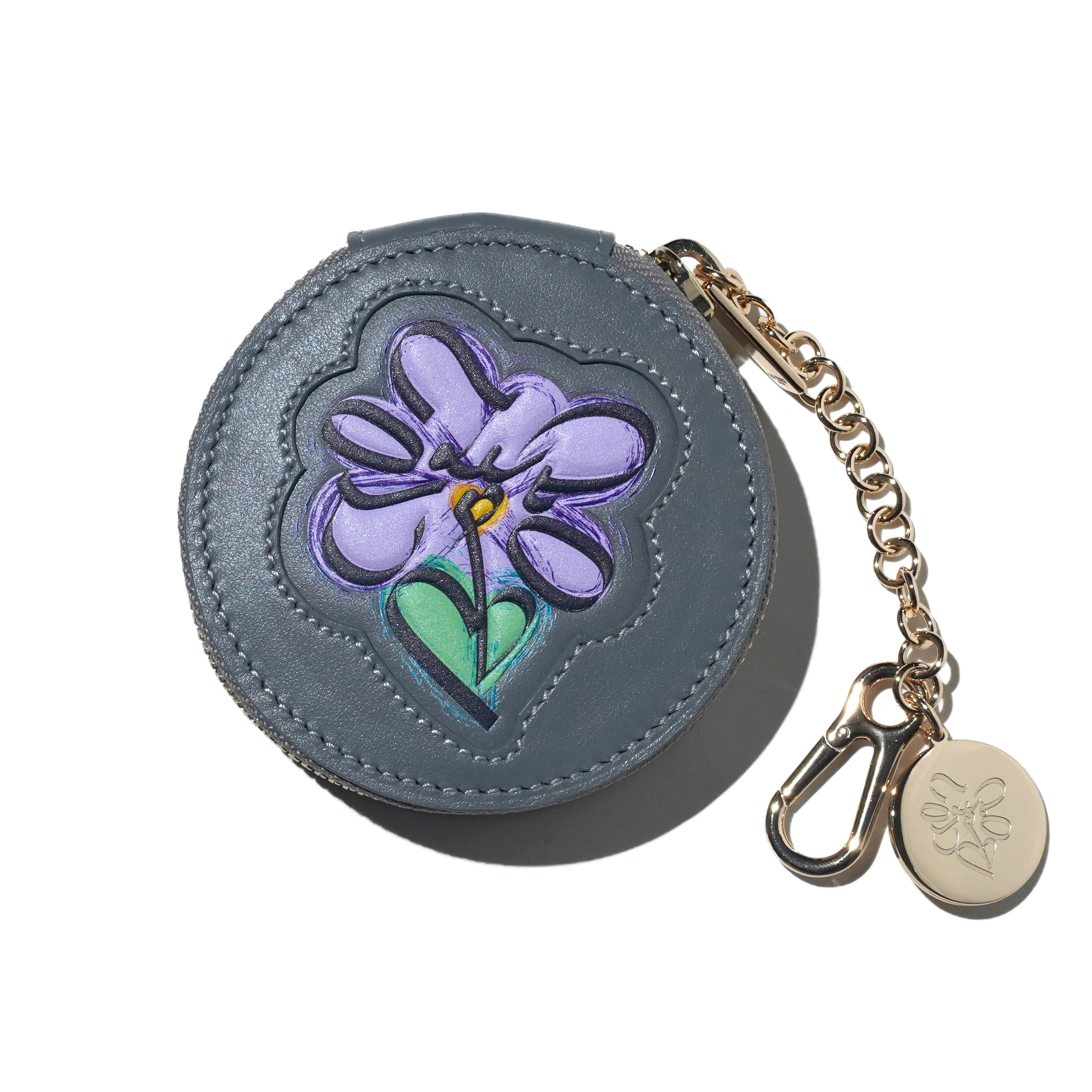 THE PETALS OF LOVE' COINS POUCH KEYCHAIN (GREY)