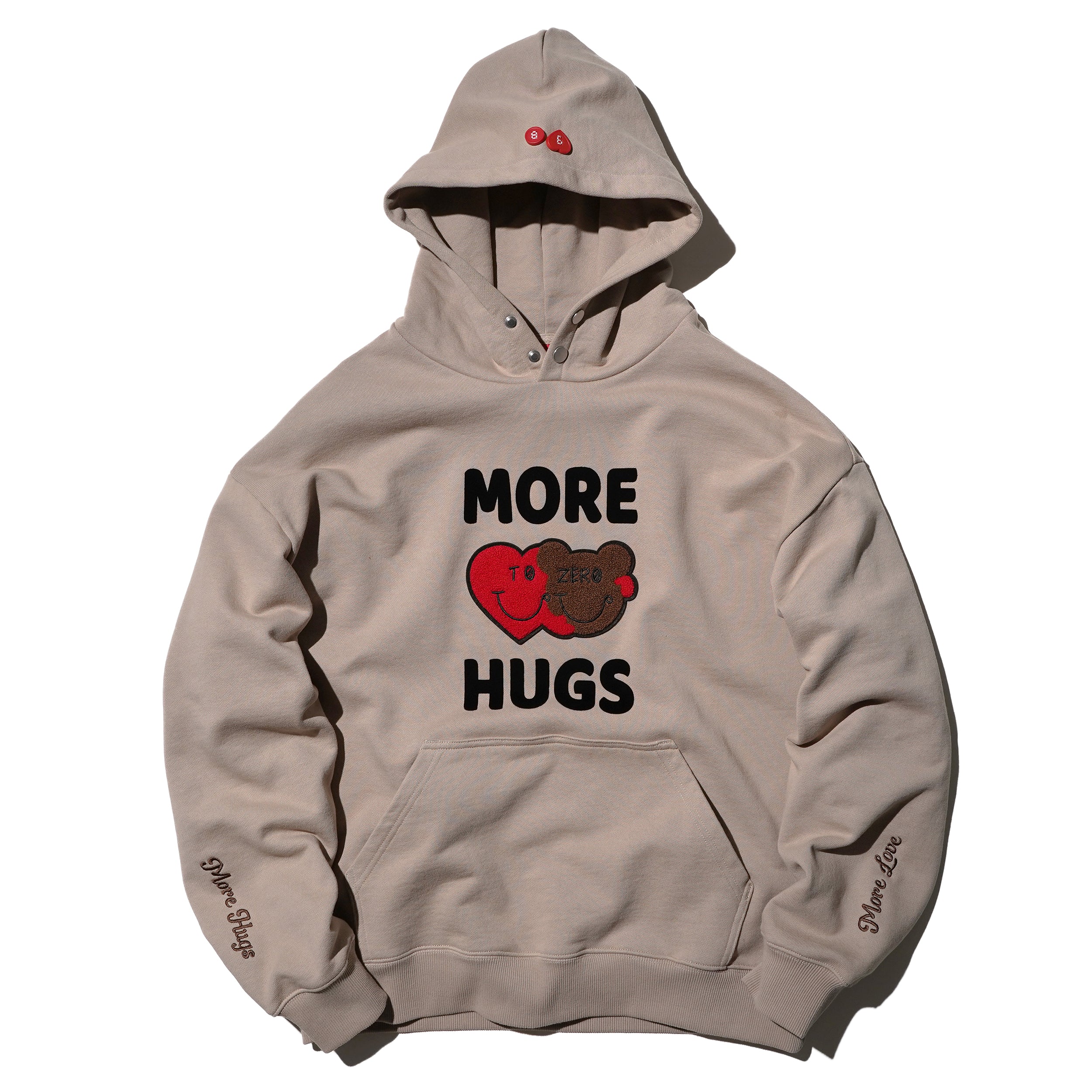 'MORE HUGS' 植絨印花連帽衛衣