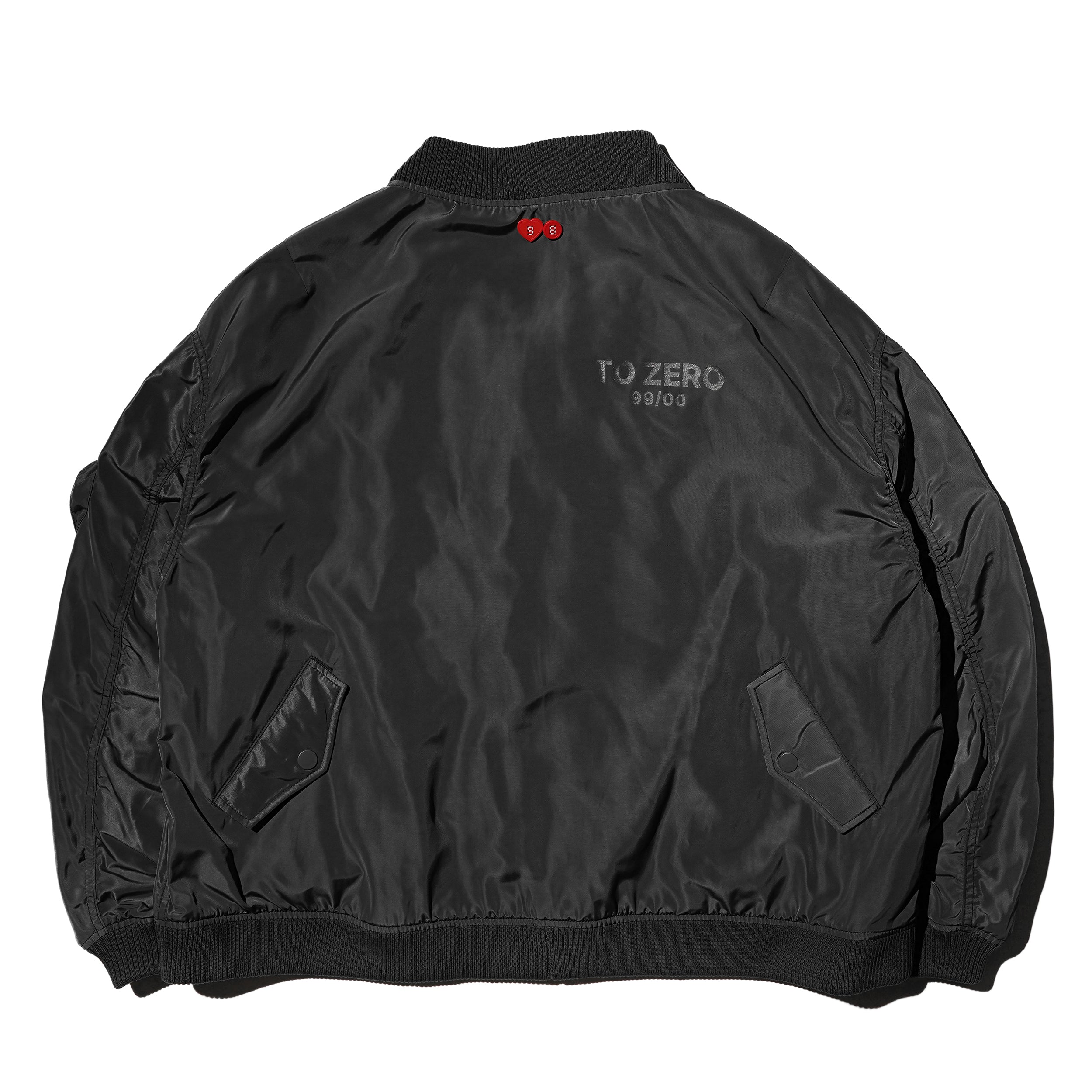 'MORE LOVE <3' TOGGLE BOMBER JACKET (BLACK)