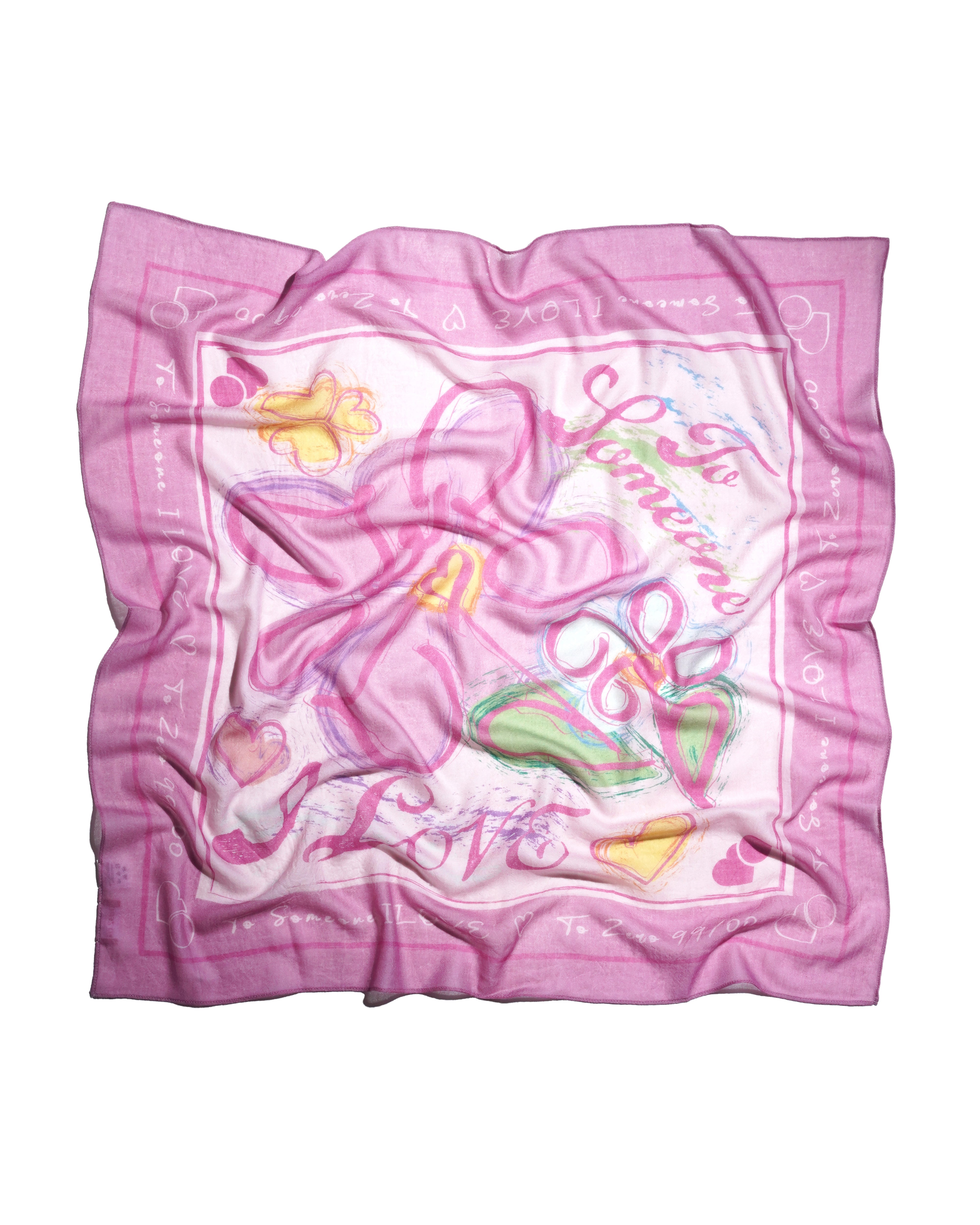 'THE SKETCH TO SOMEONE I LOVE' SQUARE SCARF (ORCHID)
