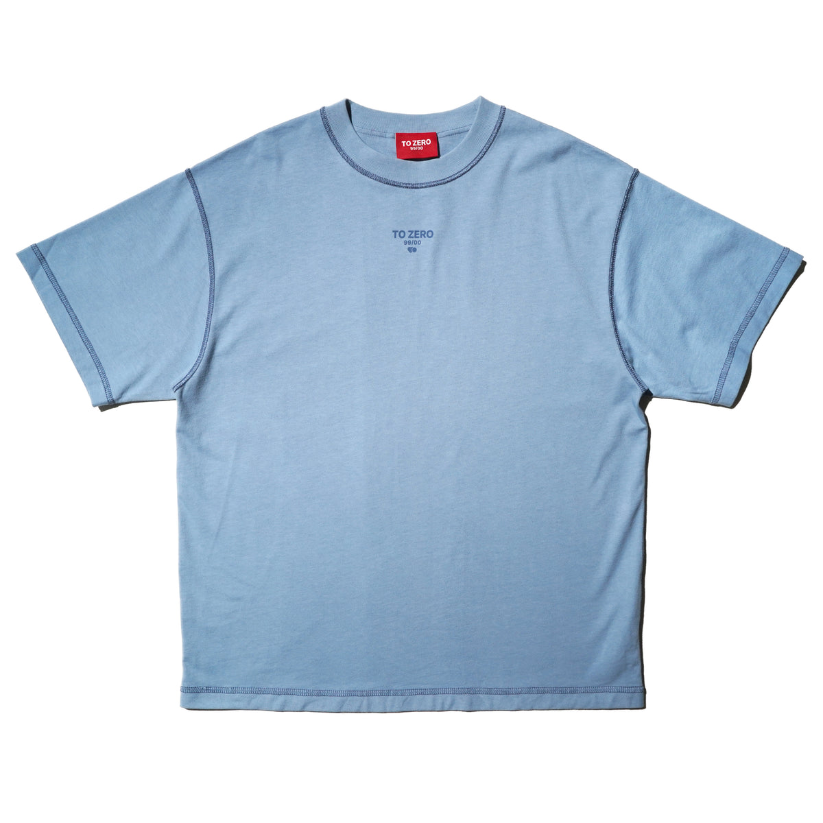 TO ZERO CONTRAST STITCH T-SHIRT TO ZERO _ DUSTY BLUE