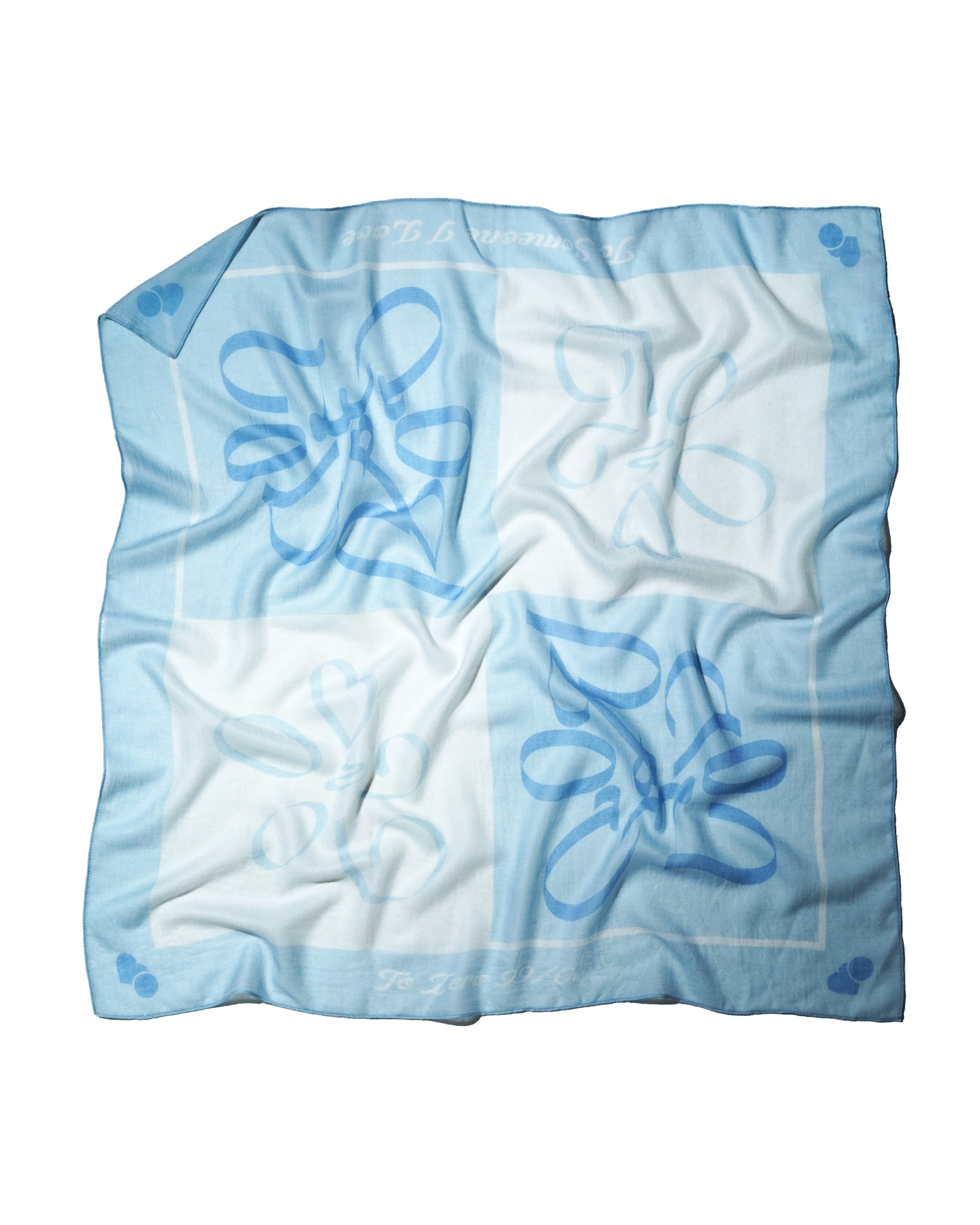 'THE PETALS OF LOVE' SQUARE SCARF (SKY BLUE)
