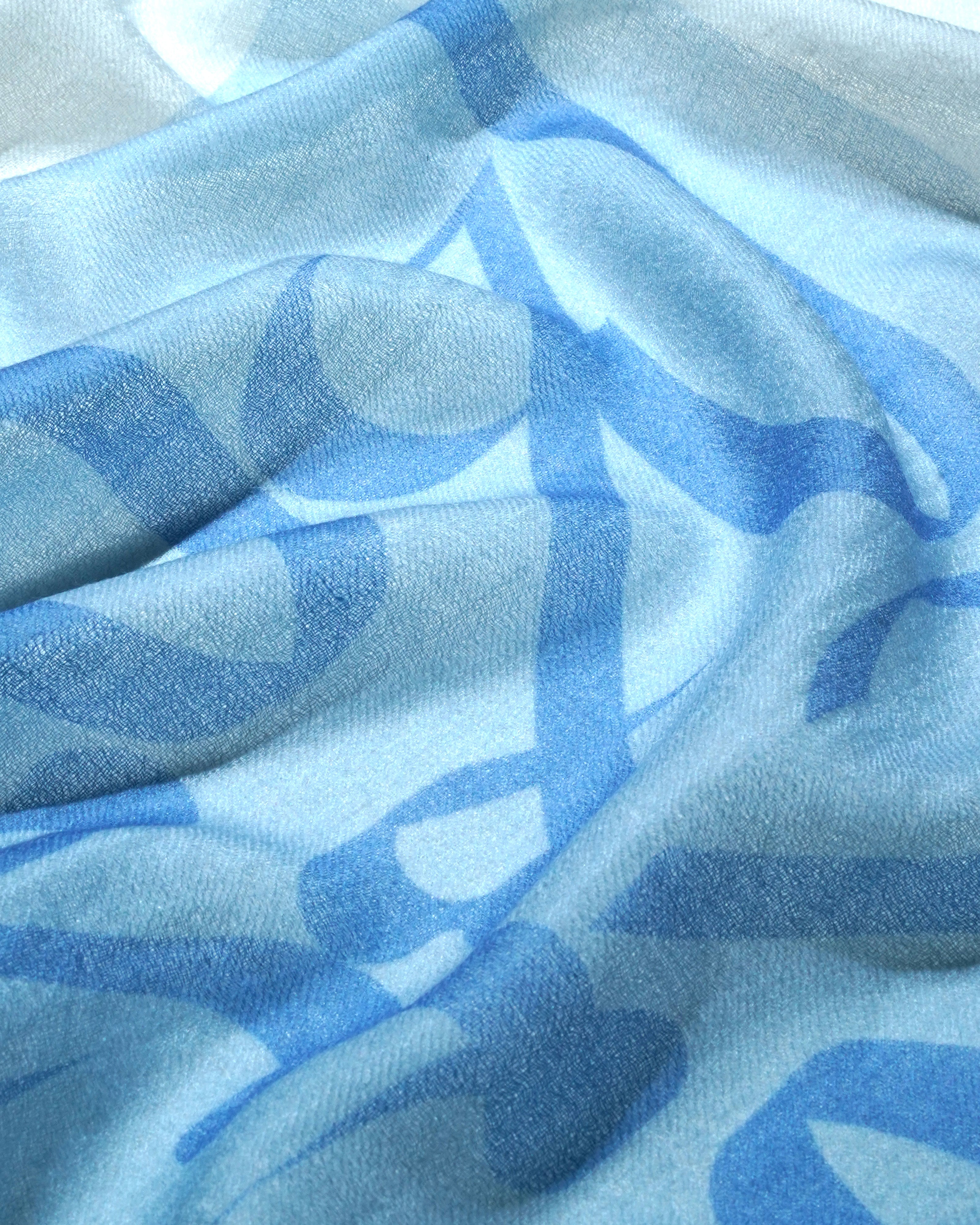 'THE PETALS OF LOVE' SQUARE SCARF (SKY BLUE)