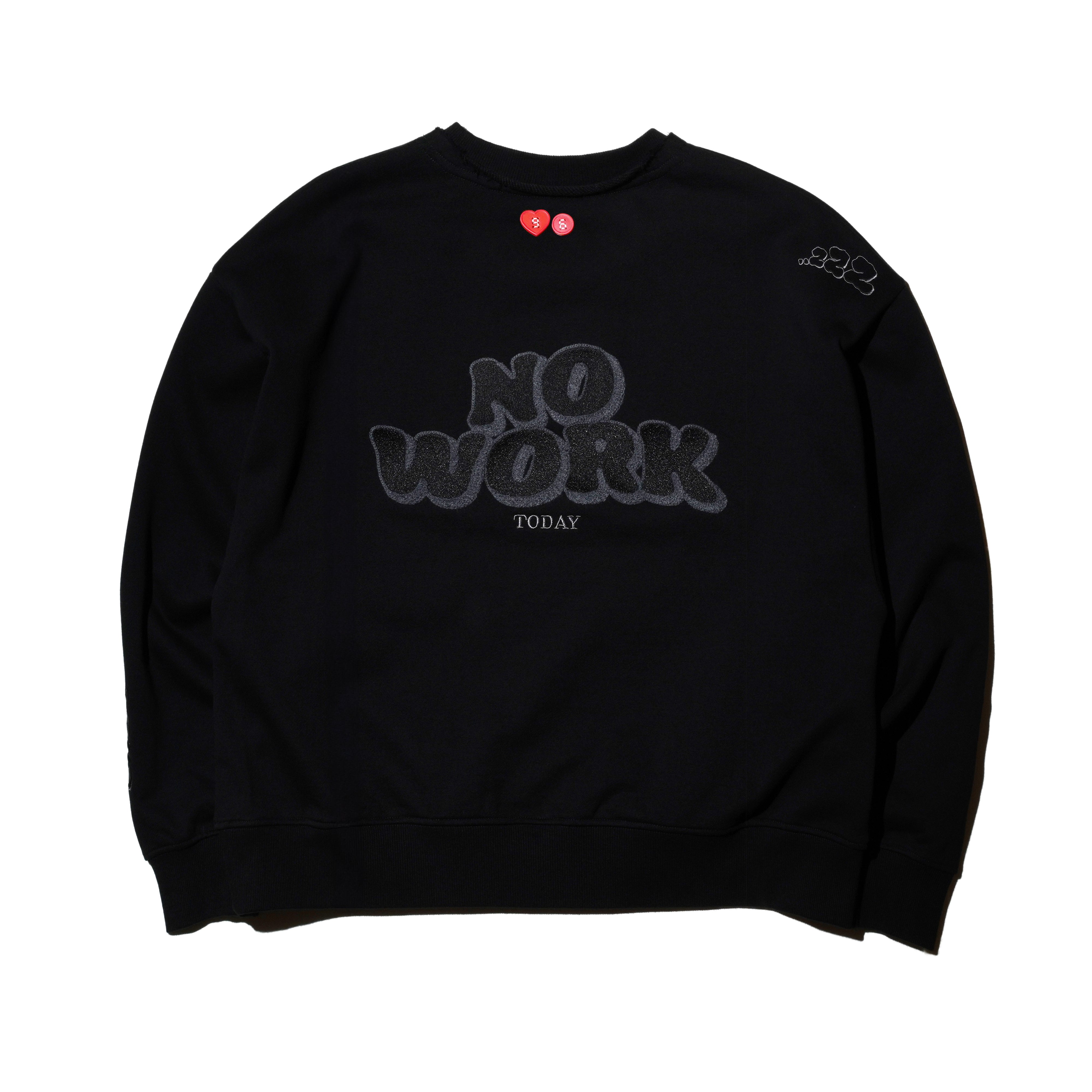 'zzZ... NO WORK TODAY' 刺繡圖案圓領衛衣
