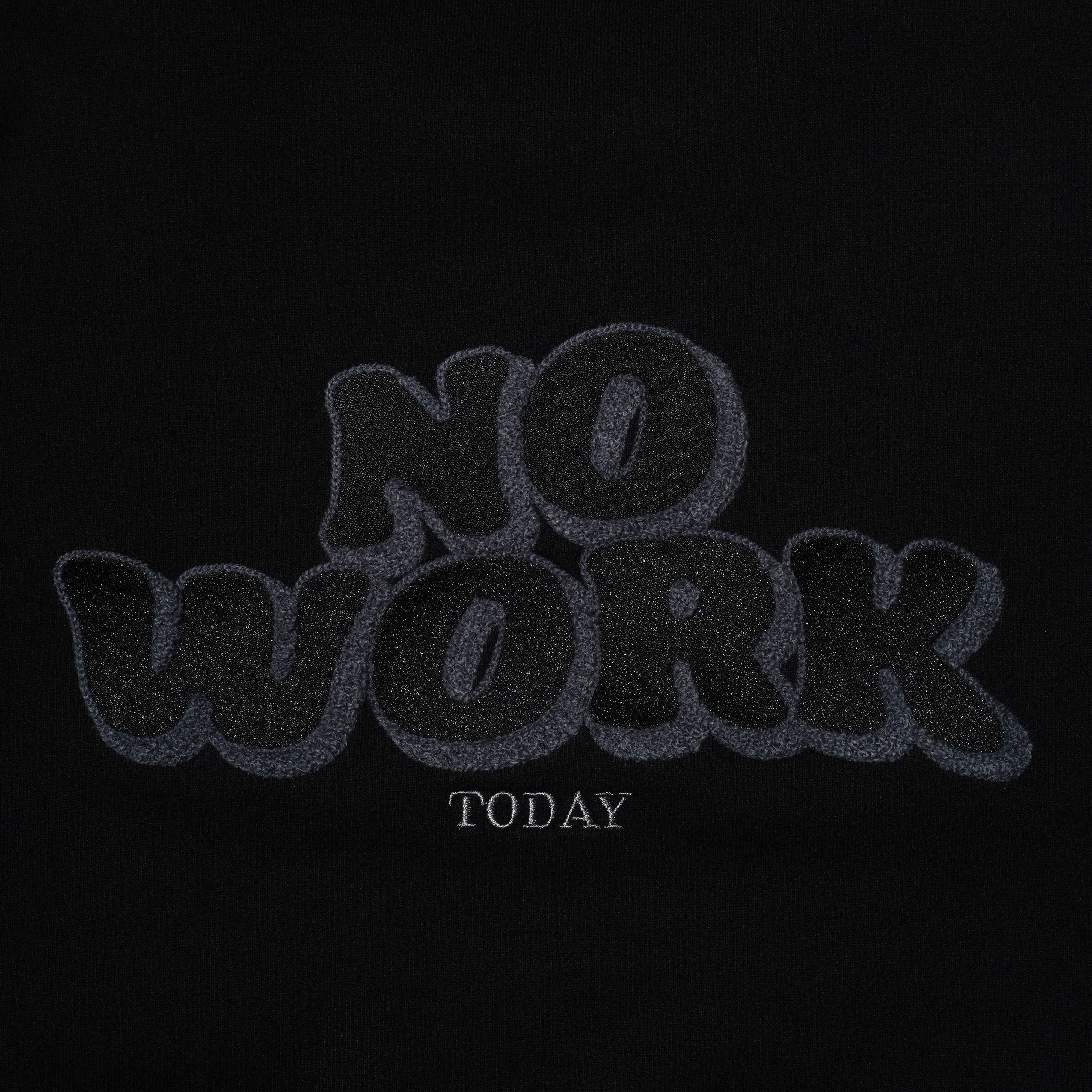 'zzZ... NO WORK TODAY' 刺繡圖案圓領衛衣