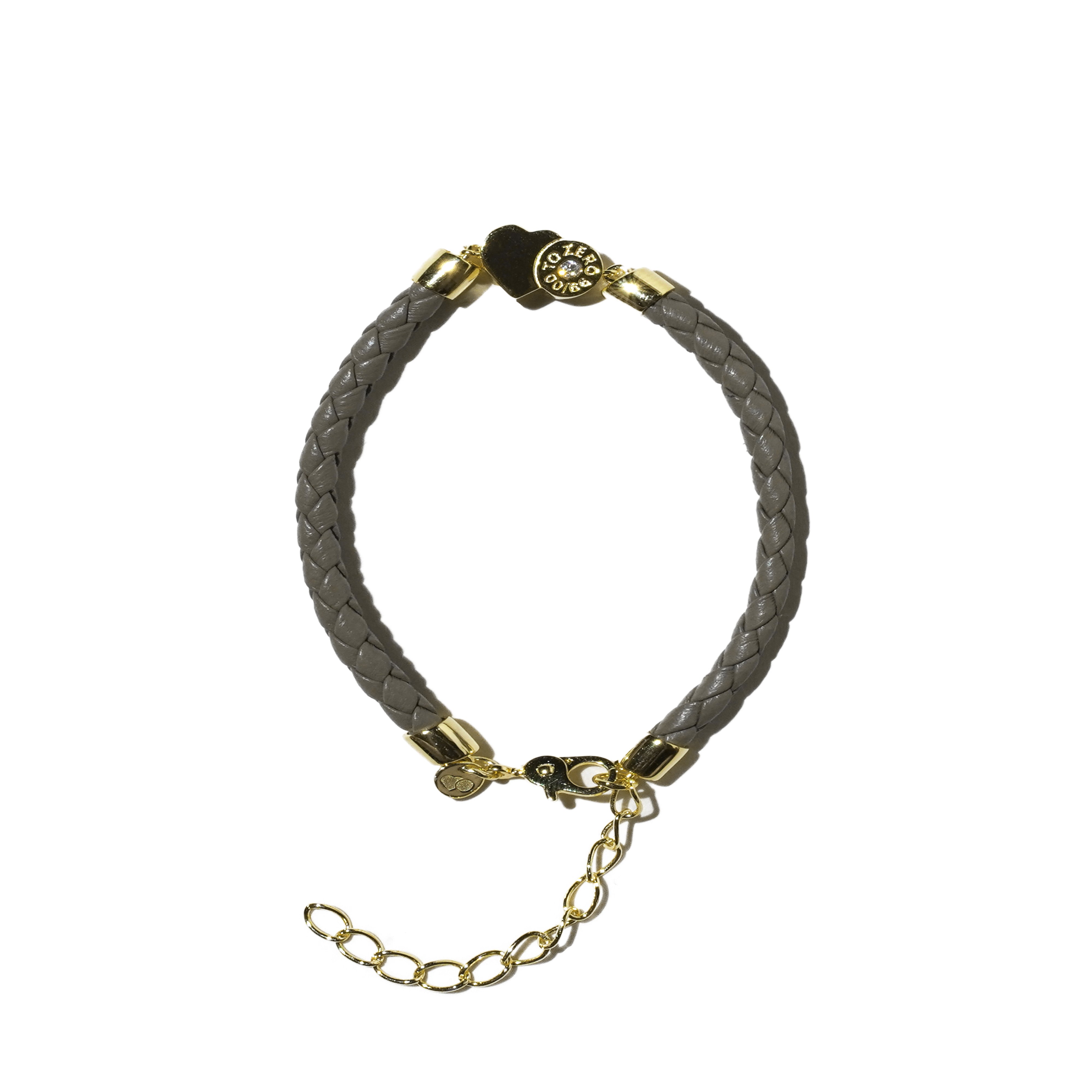 'HITS THE SPOT' LEATHER BRACELET (GREY / GOLD)