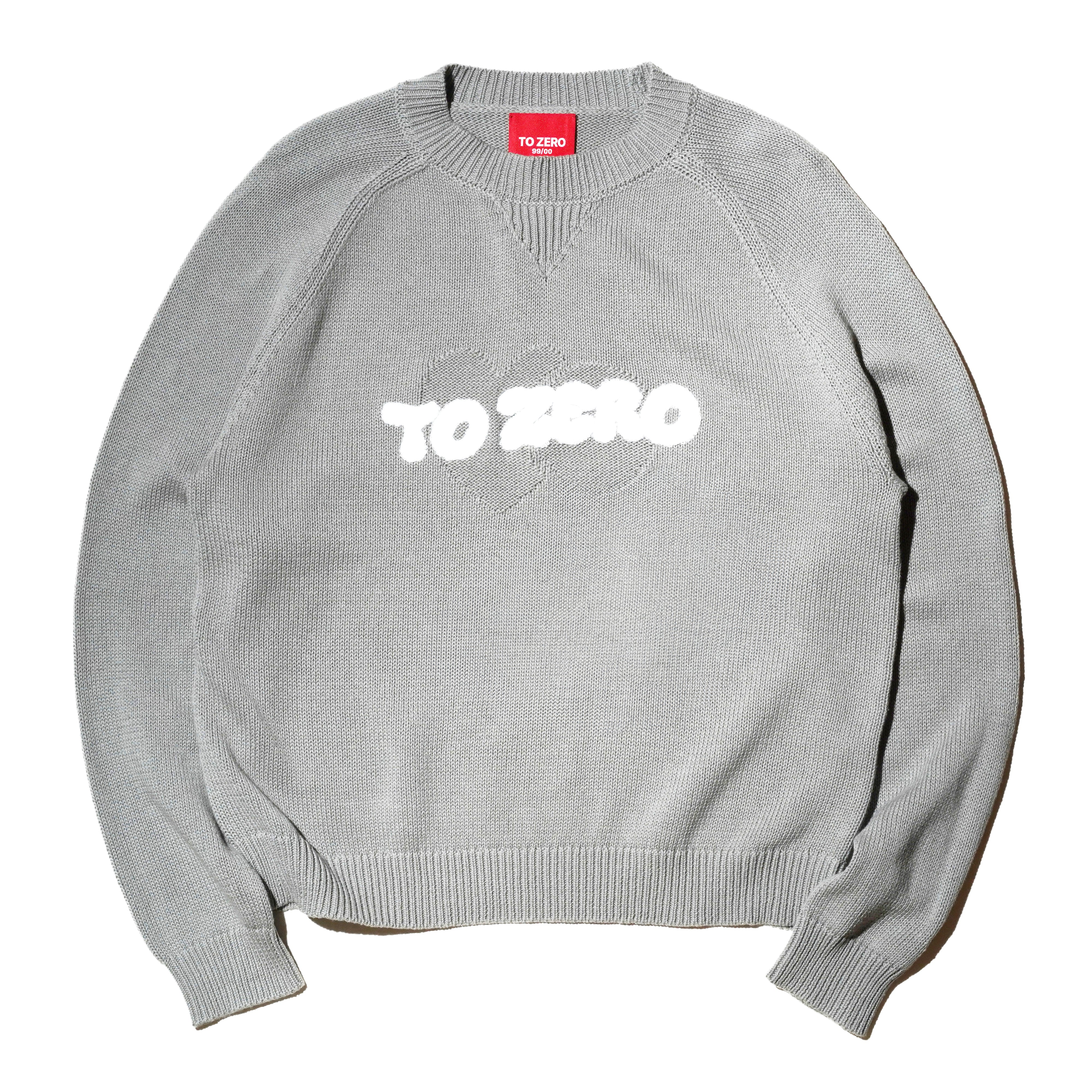 'TO ZERO' WAVY LOGO 刺繡毛衣 (灰色)