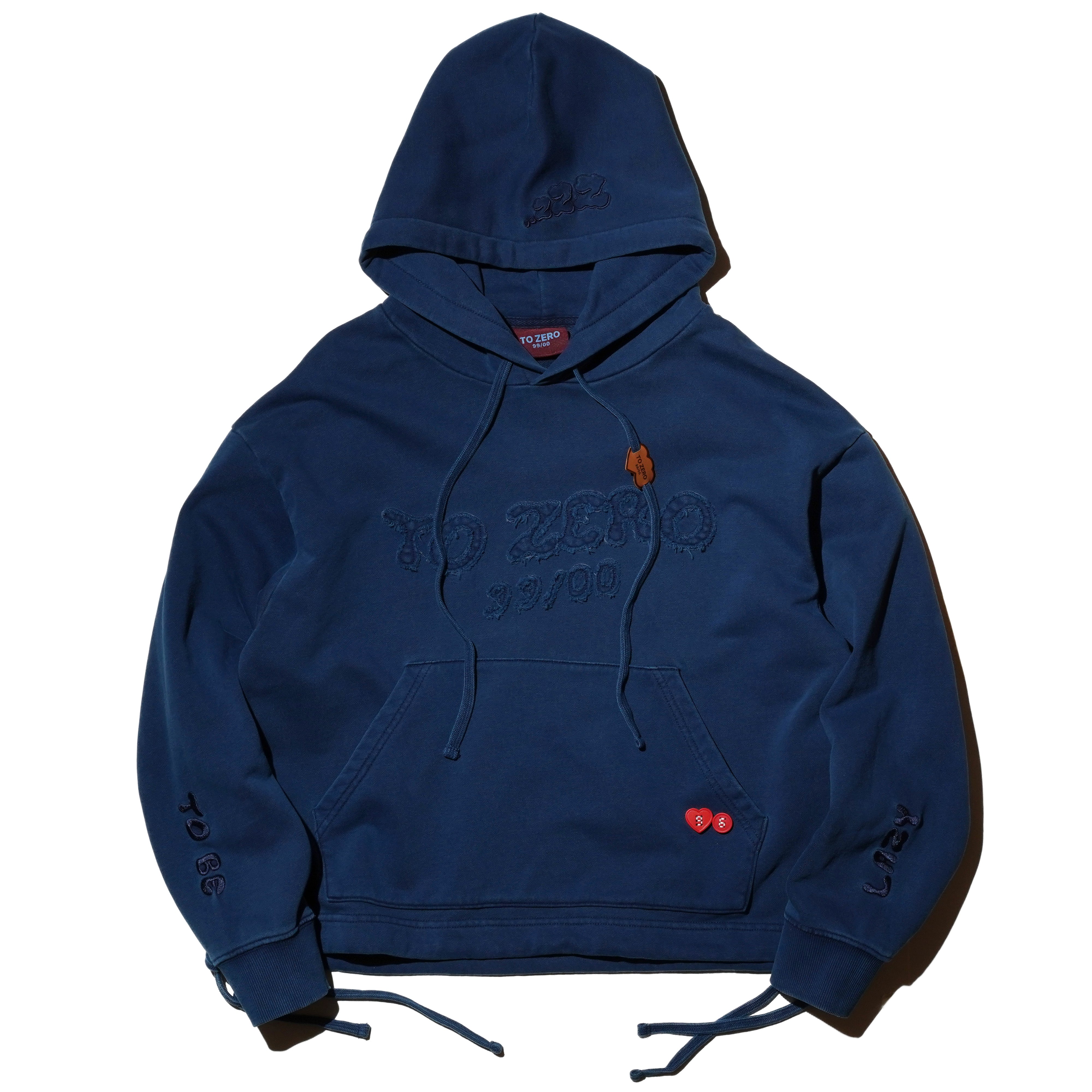 'TO ZERO 99/00' WAVY LOGO 成衣染色連帽衛衣