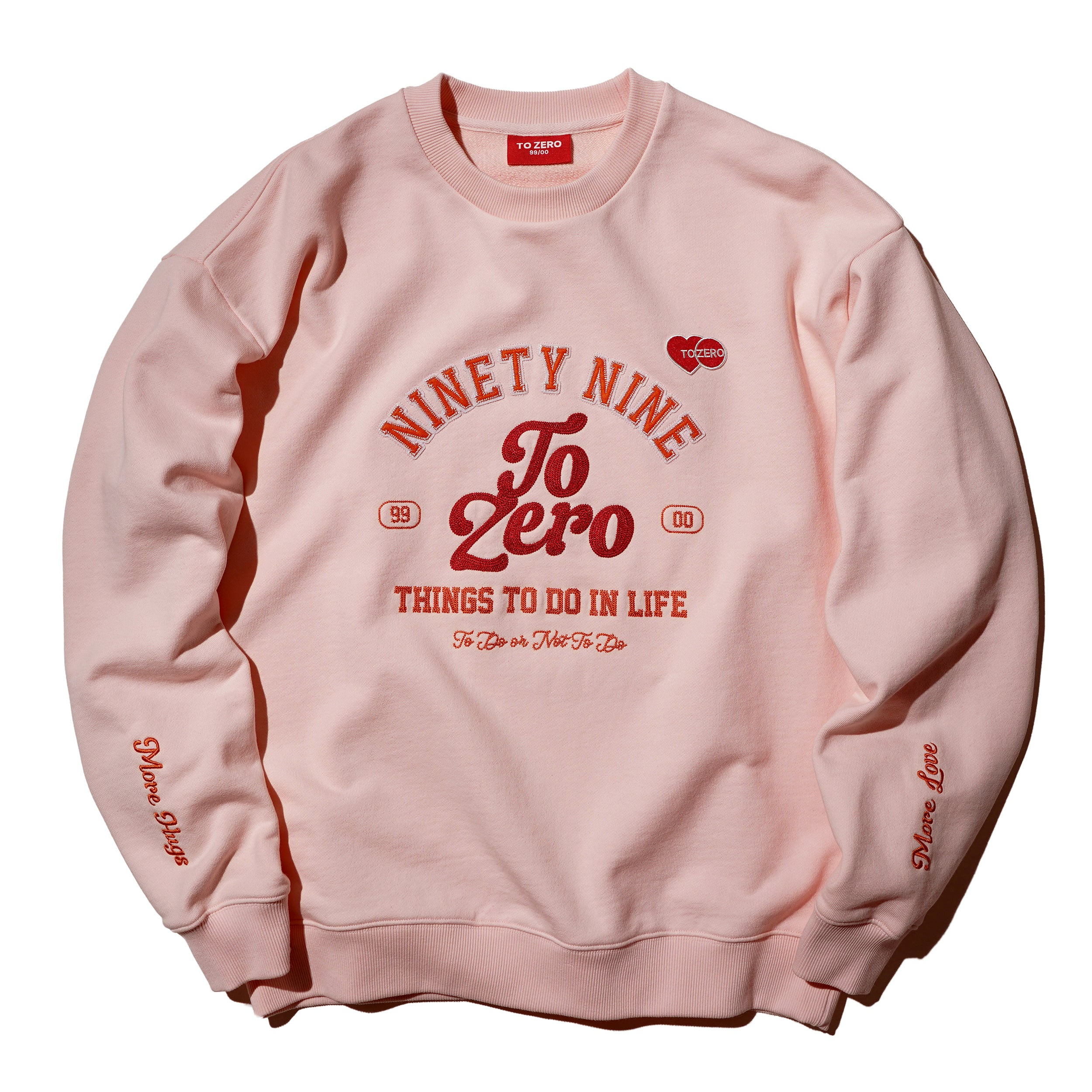 'NINETY NINE TO ZERO' 刺繡圖案圓領衛衣