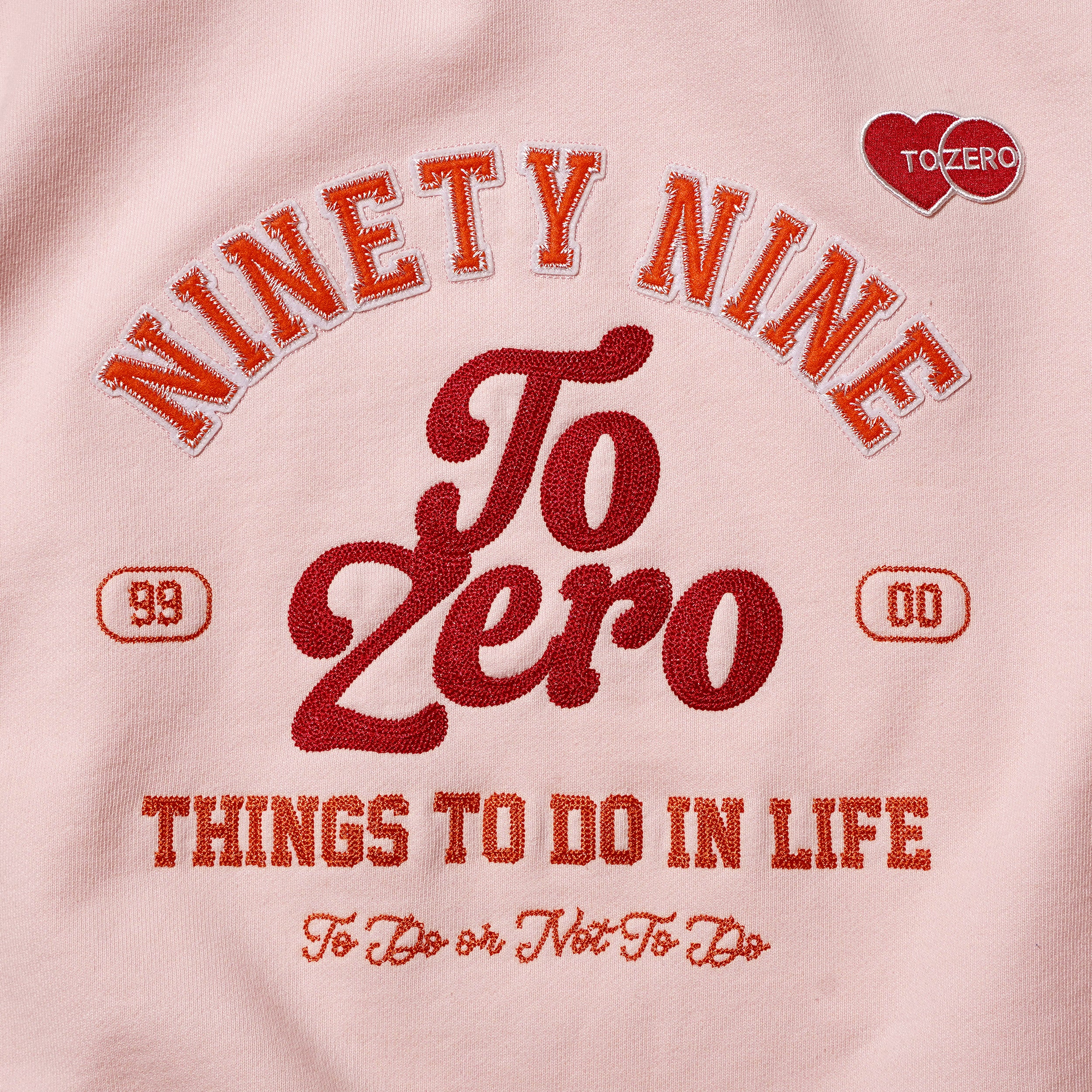 'NINETY NINE TO ZERO' 刺繡圖案圓領衛衣