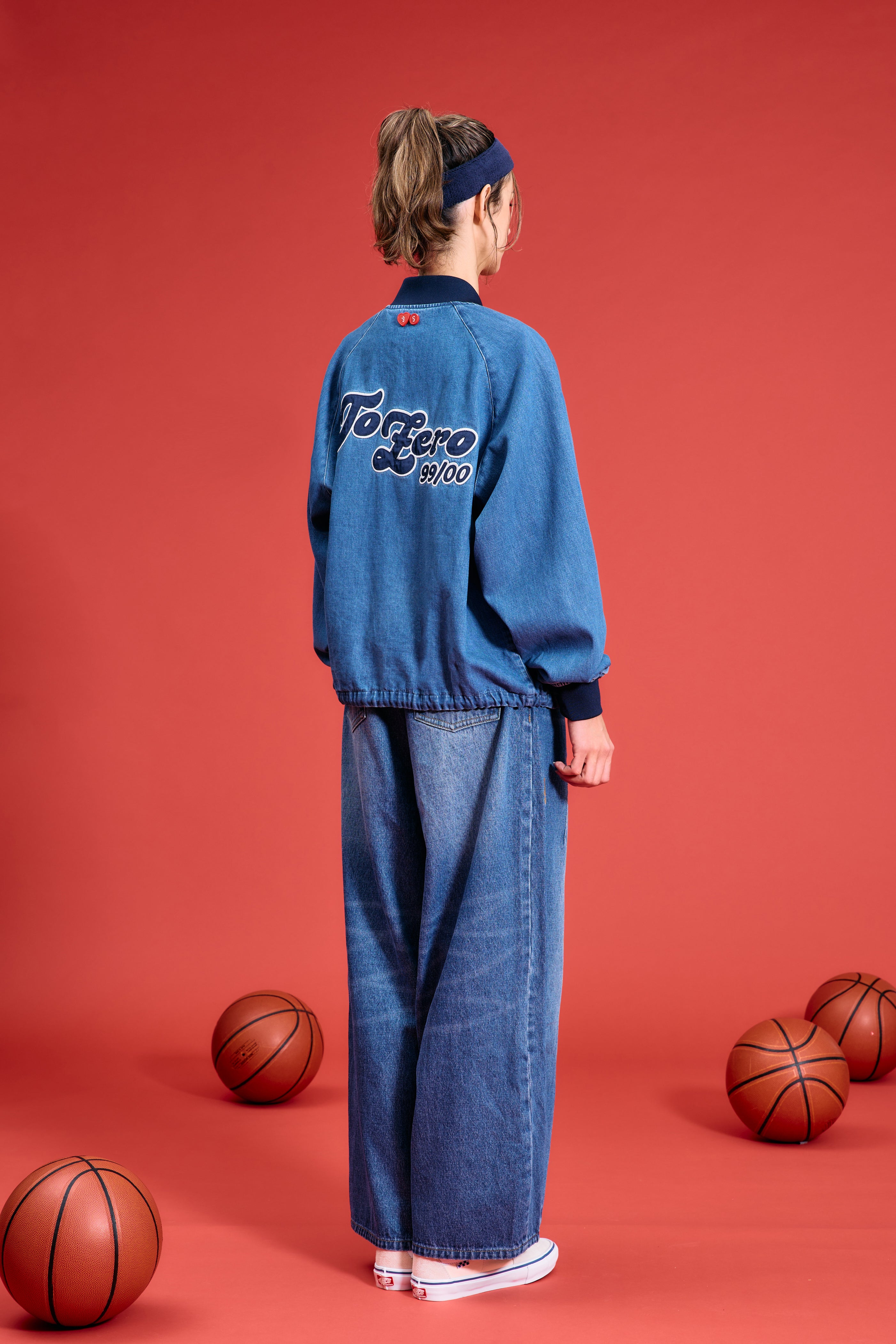 TO ZERO 'TZ VARSITY' 棒球夾克 (洗水藍色)