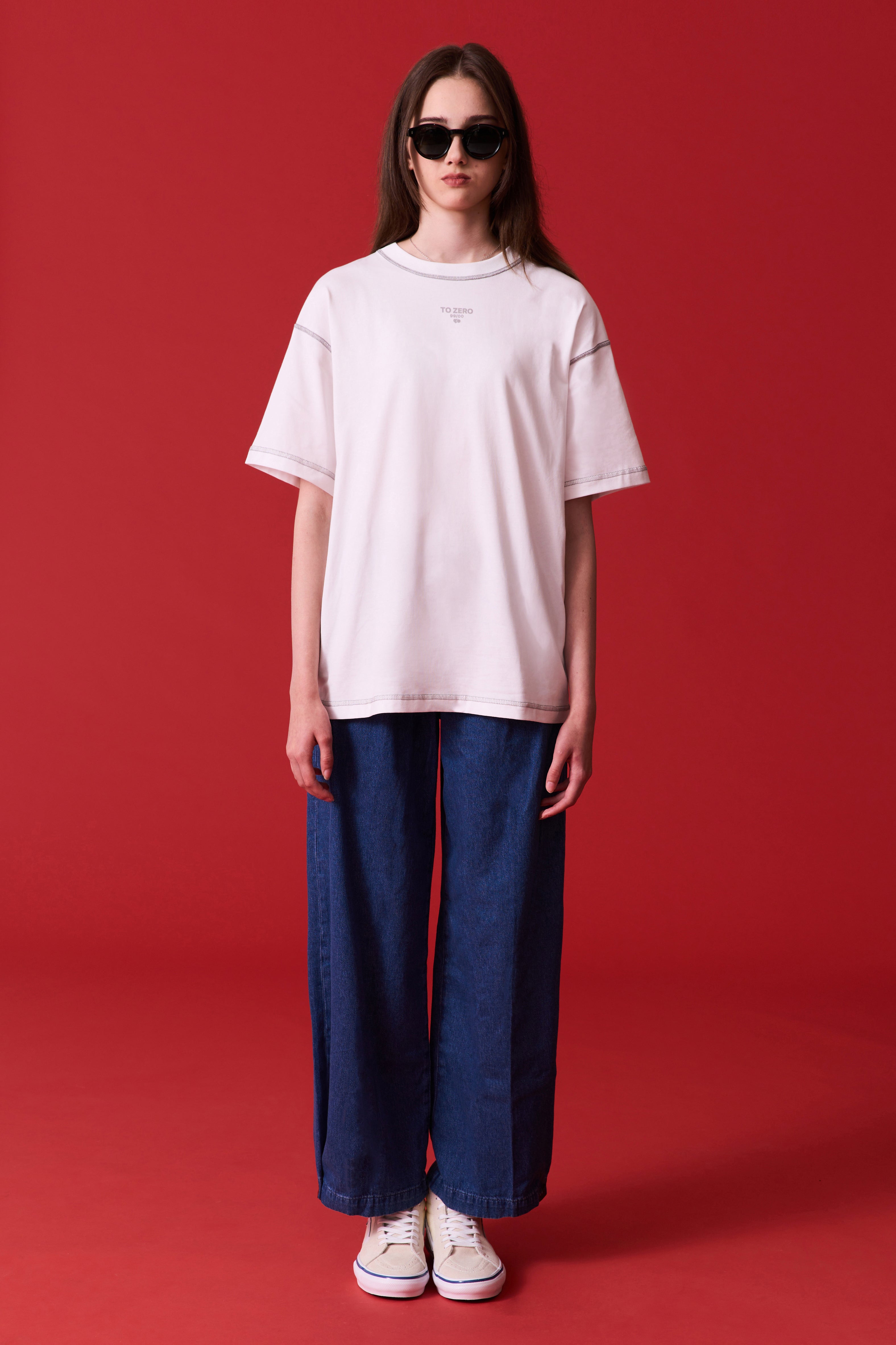 TO ZERO CONTRAST STITCH T-SHIRT TO ZERO (WHITE) **CHARITY TEE