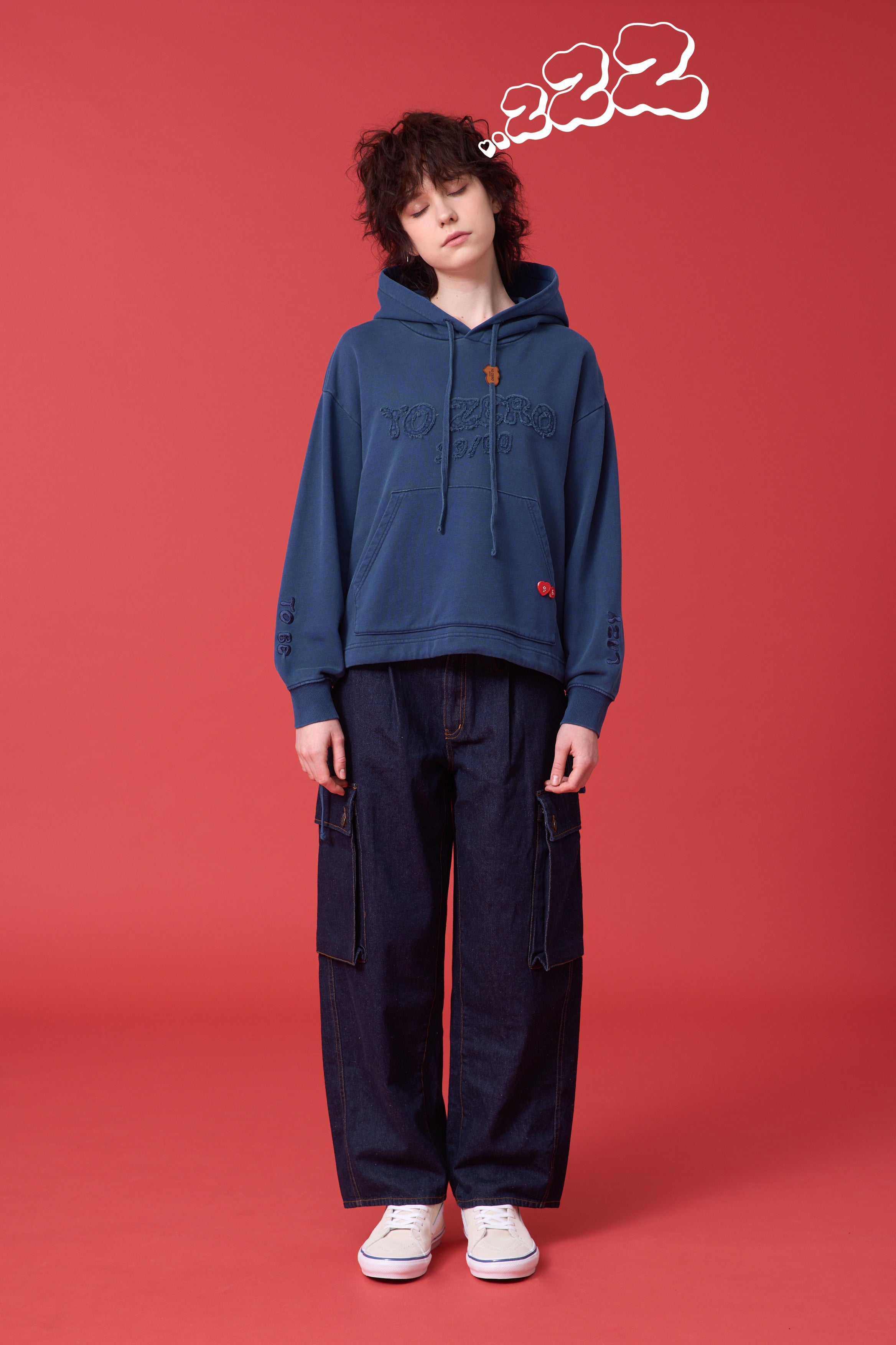 'TO ZERO 99/00' WAVY LOGO 成衣染色連帽衛衣