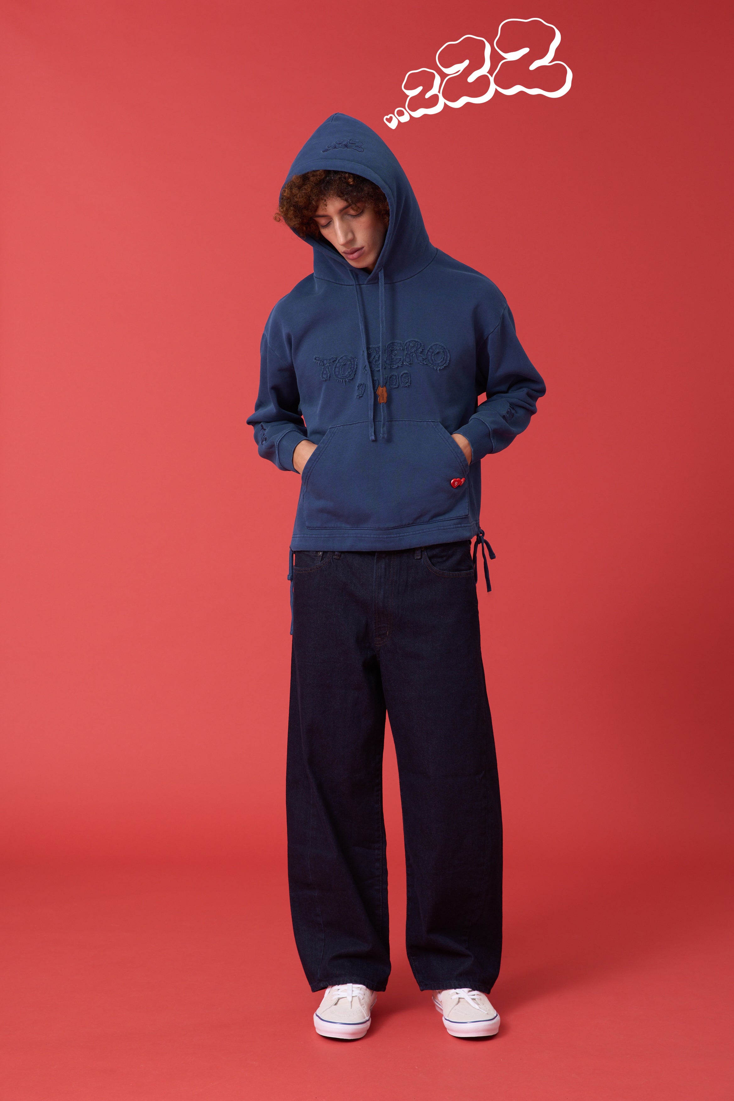 'TO ZERO 99/00' WAVY LOGO 成衣染色連帽衛衣