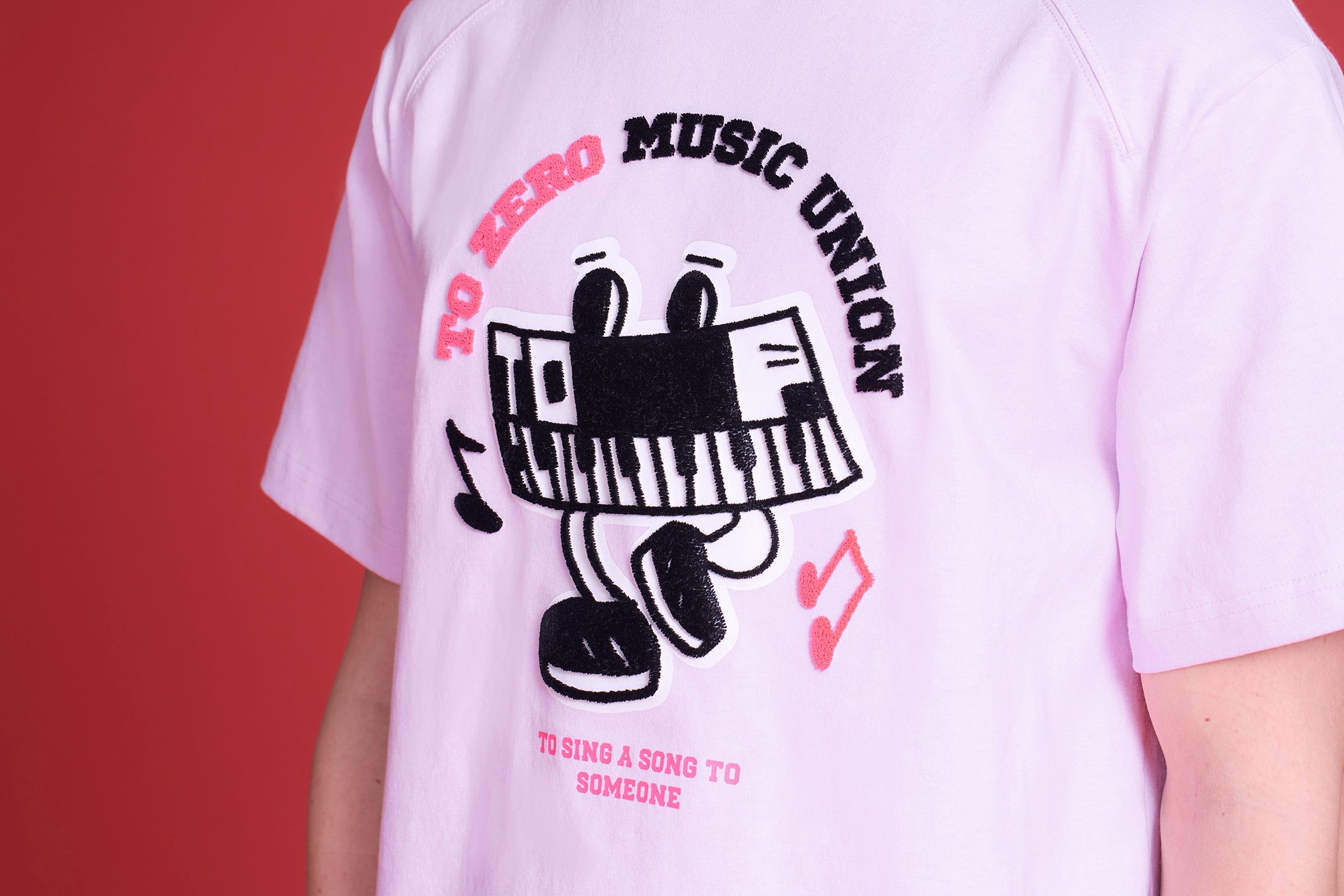 TO ZERO 'MUSIC UNION' 刺繡T恤 (淺紫色)