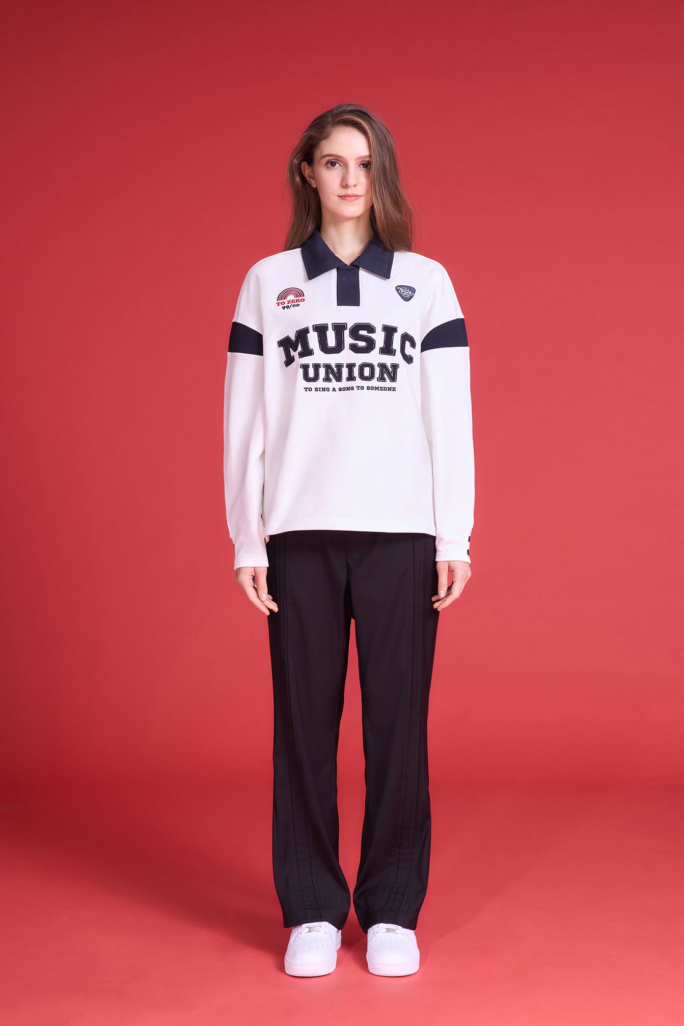 TO ZERO 'MUSIC UNION' 刺繡POLO領衛衣