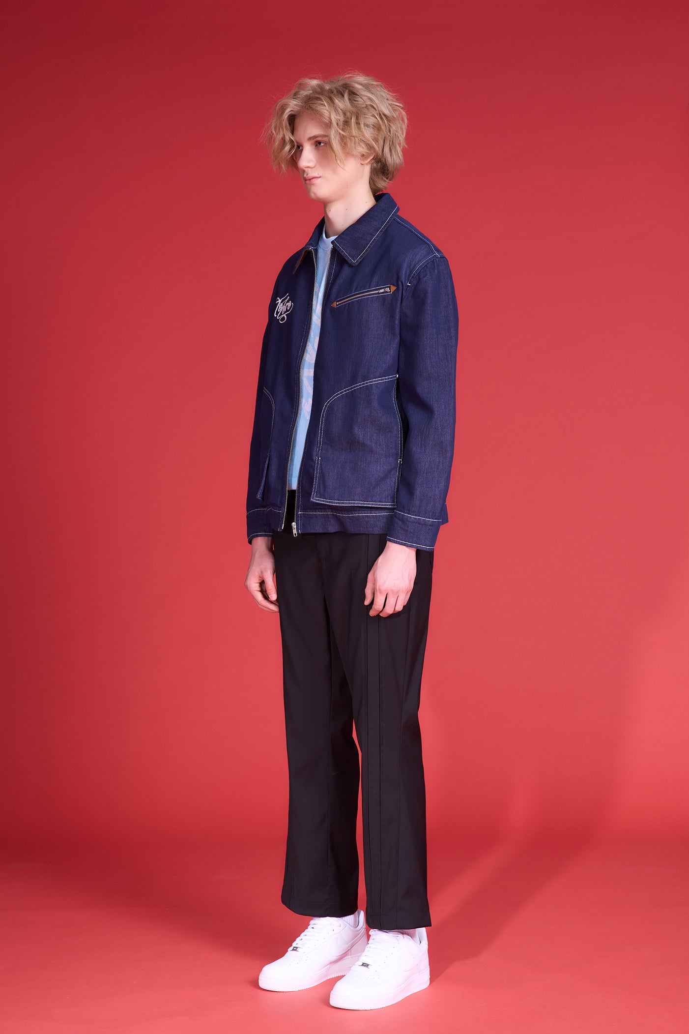 TO ZERO TWISTED EMBROIDERED DENIM JACKET