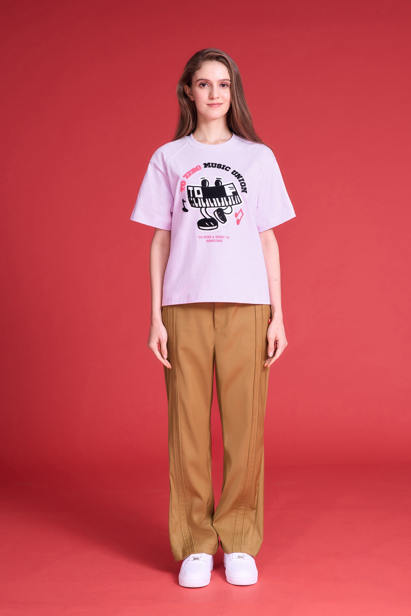 TO ZERO 'MUSIC UNION' 刺繡T恤 (淺紫色)