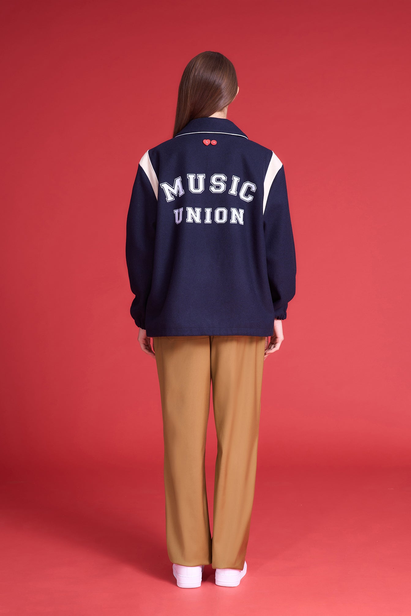 TO ZERO 'MUSIC UNION' FLOCK PRINT COACH JACKET