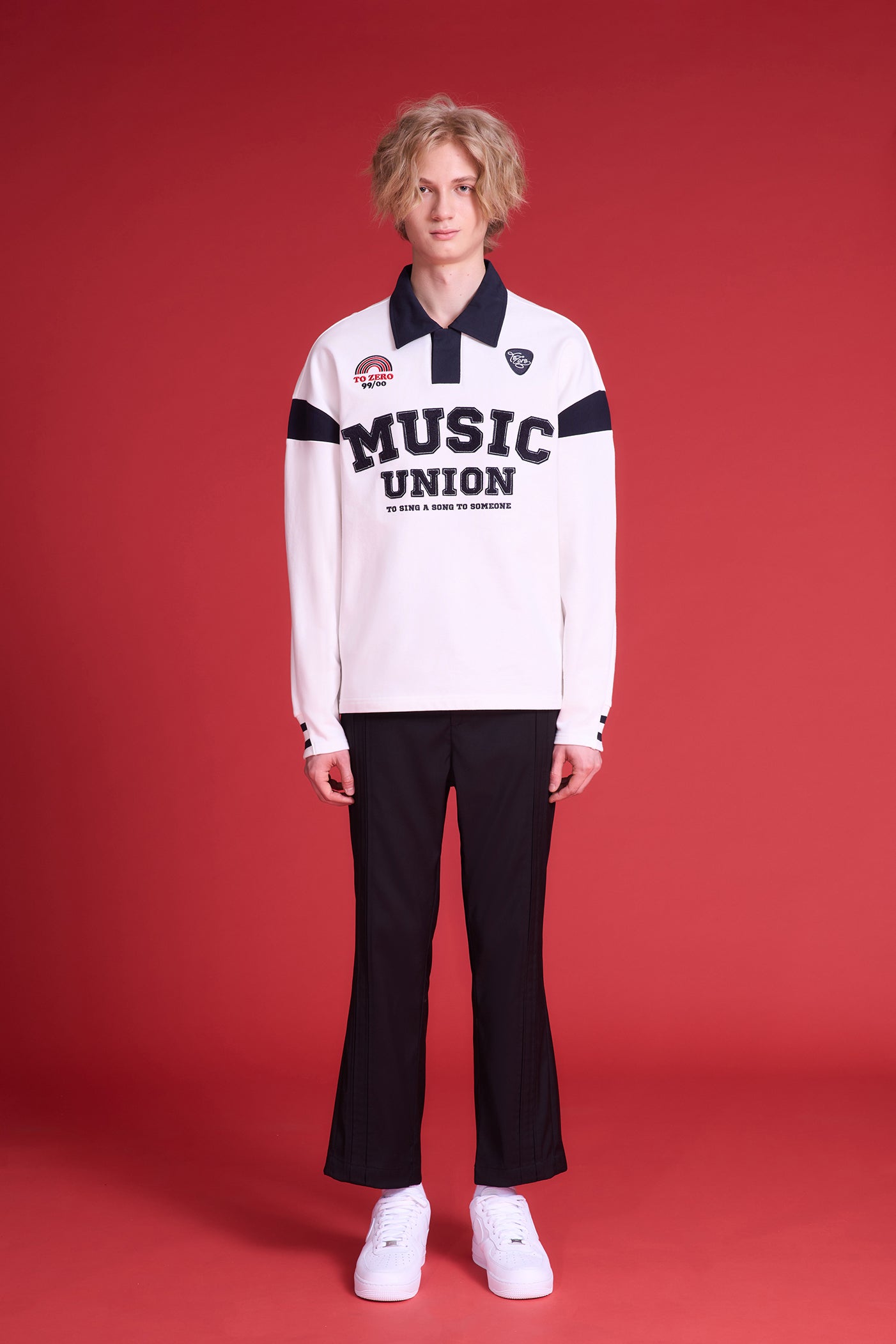 TO ZERO 'MUSIC UNION' 刺繡POLO領衛衣