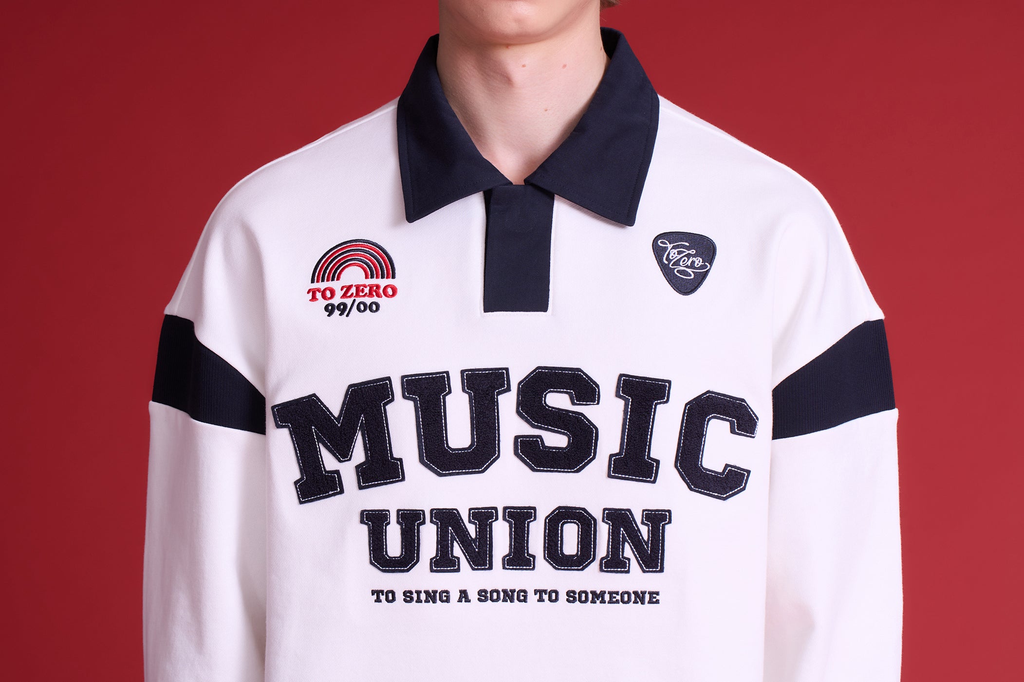 TO ZERO 'MUSIC UNION' 刺繡POLO領衛衣