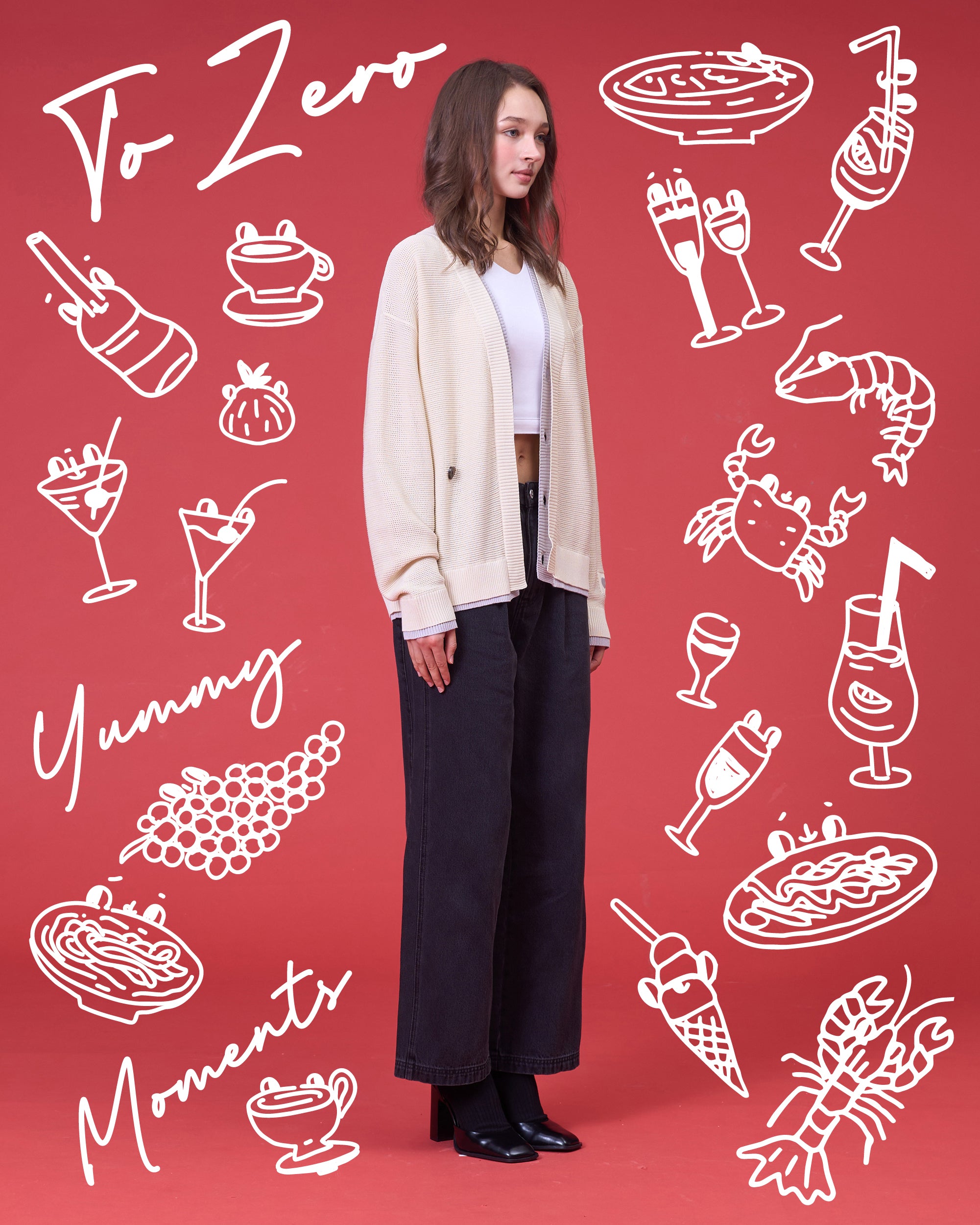 'PARFAIT PERFECTION' CONTRAST CARDIGAN (CREAM)