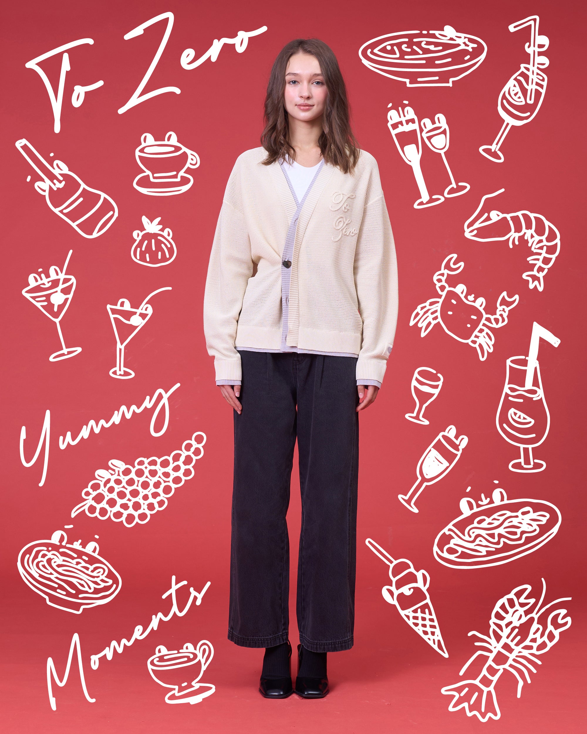 'PARFAIT PERFECTION' CONTRAST CARDIGAN (CREAM)