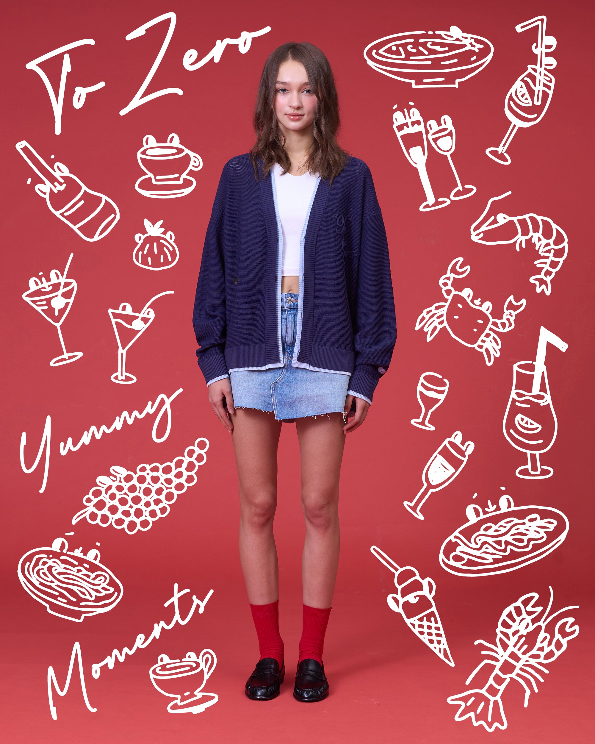 'PARFAIT PERFECTION' CONTRAST CARDIGAN (NAVY)