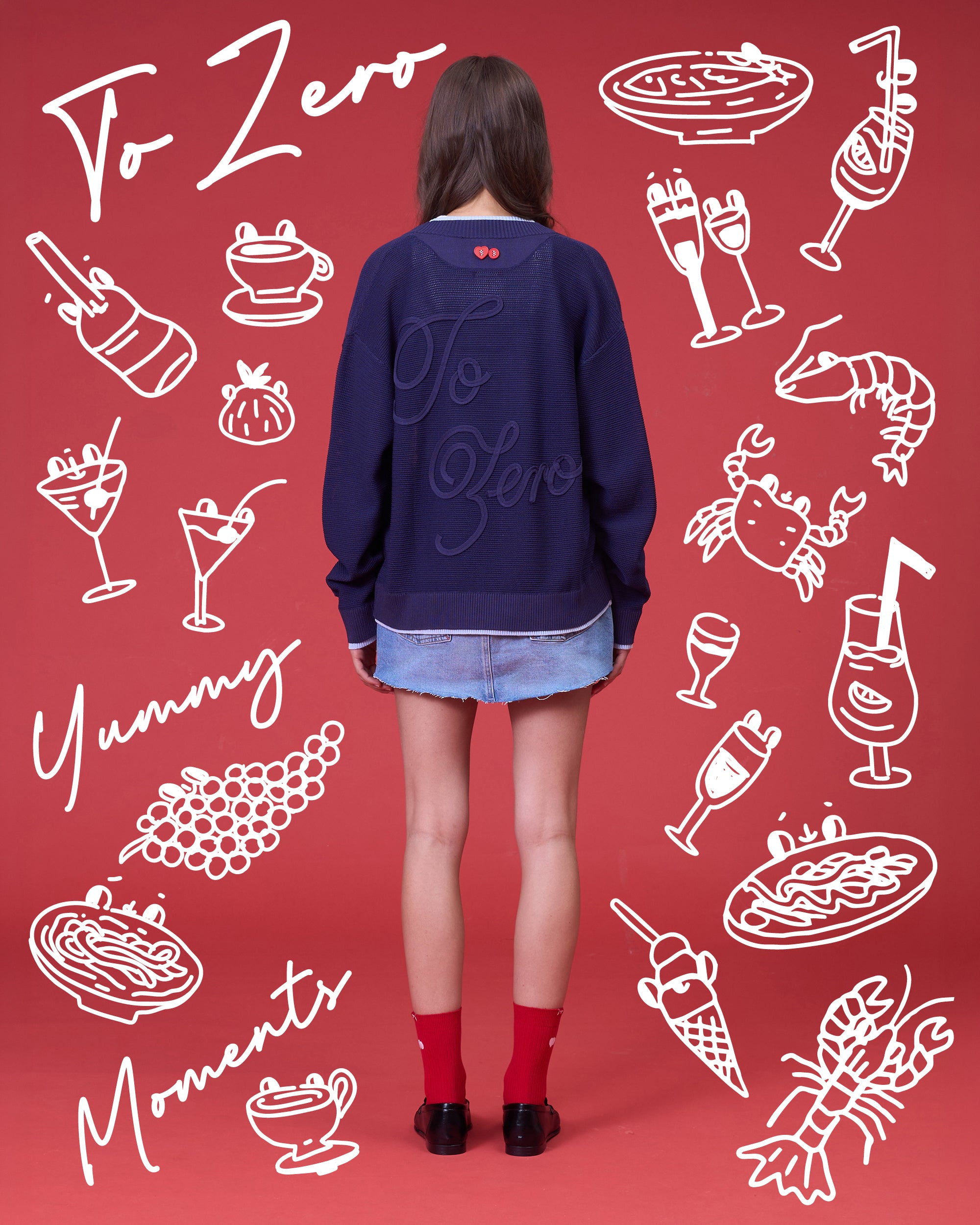 'PARFAIT PERFECTION' CONTRAST CARDIGAN (NAVY)