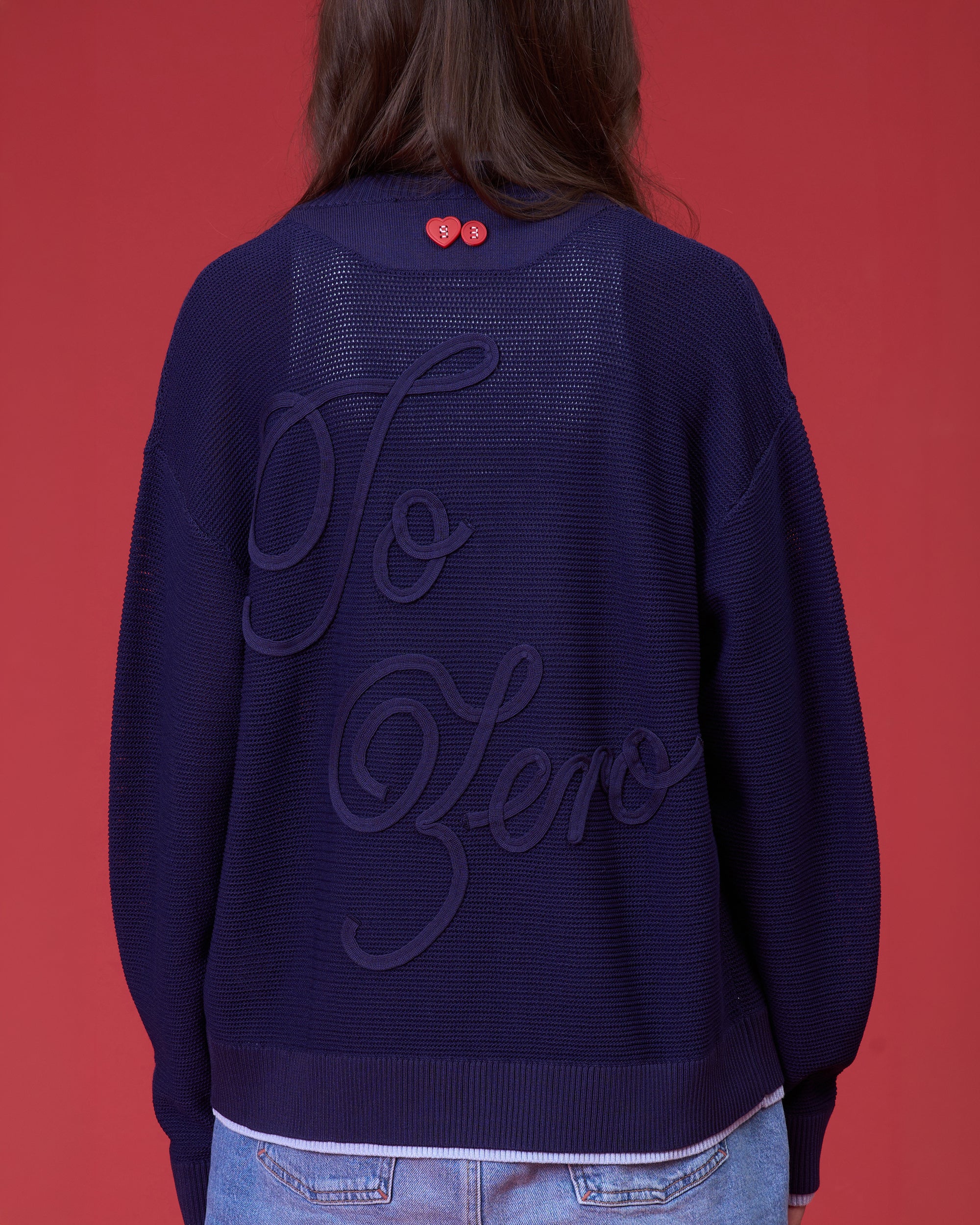 'PARFAIT PERFECTION' CONTRAST CARDIGAN (NAVY)