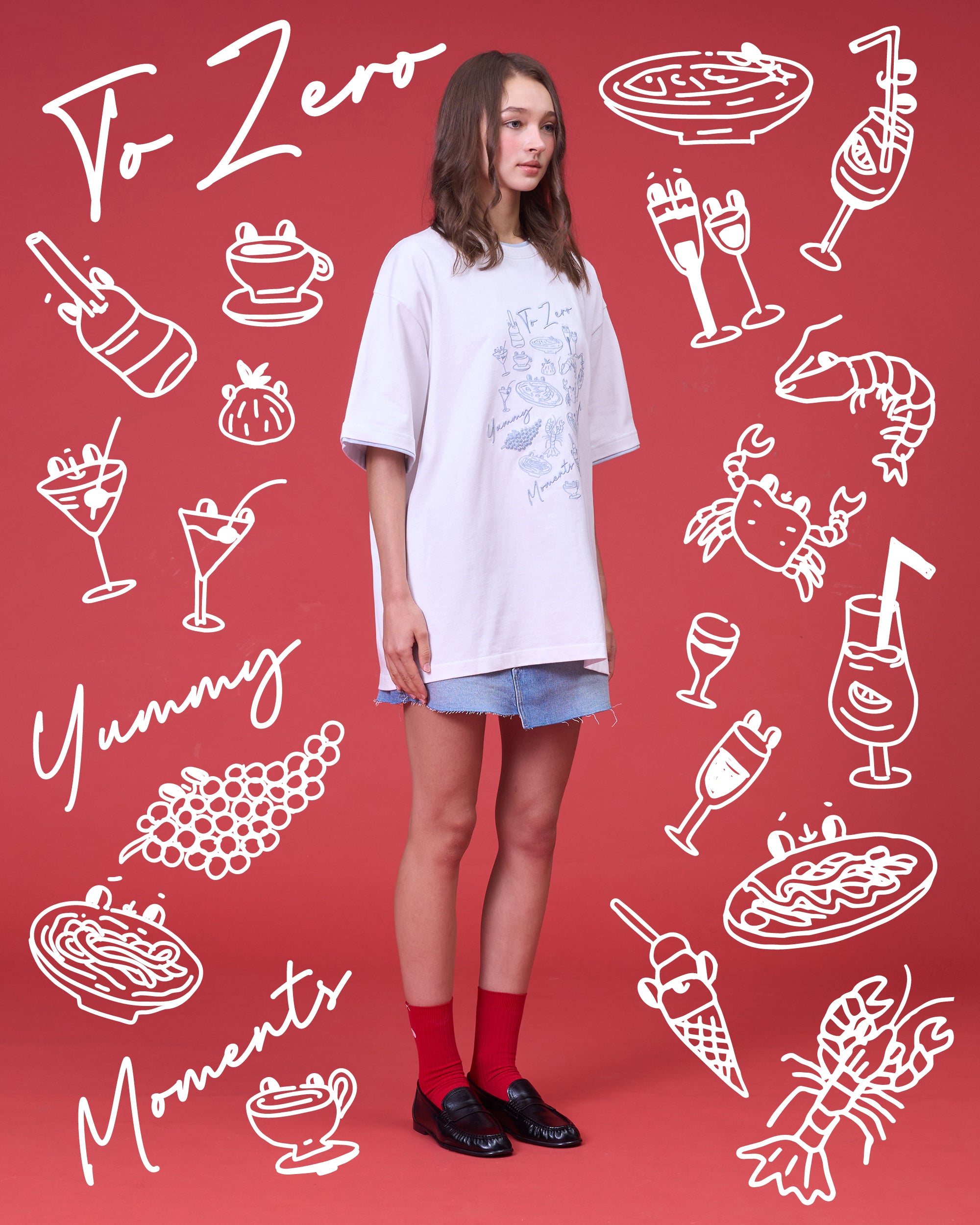 'THE YUMMY MOMENTS' OVERSIZED T-SHIRT (WHITE)