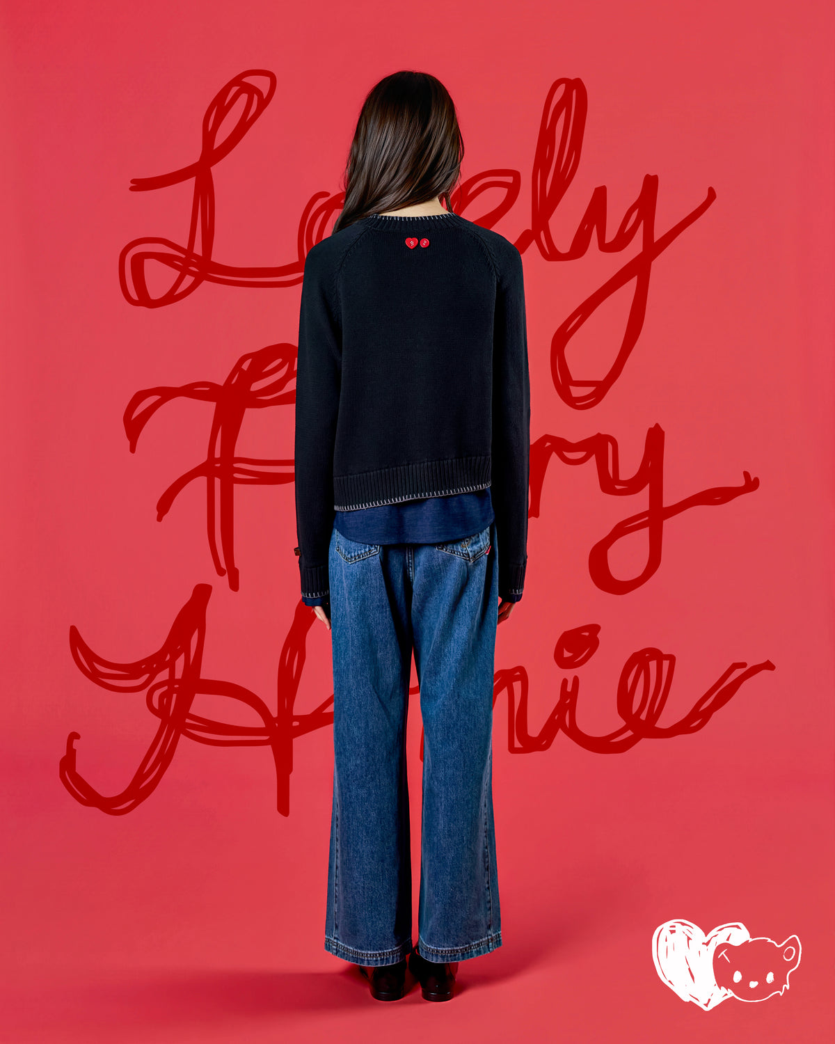 'FURZY COZY KOTO' LAYERED KNIT SWEATER (BLACK)