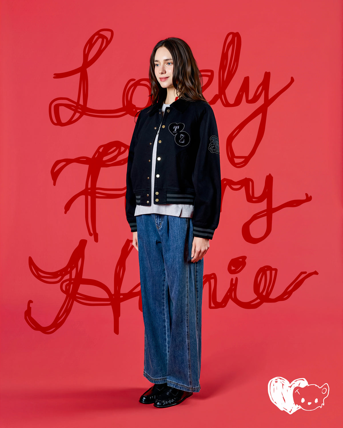 'LOVELY FURRY HOMIE' VARSITY JACKET (BLACK)