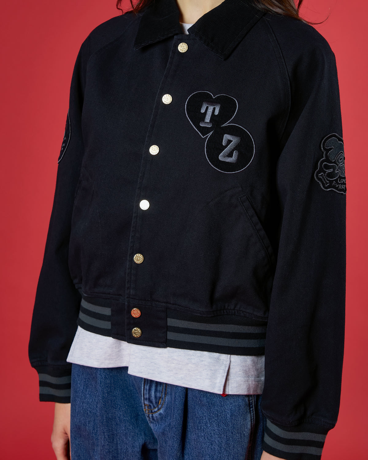 'LOVELY FURRY HOMIE' VARSITY JACKET (BLACK)