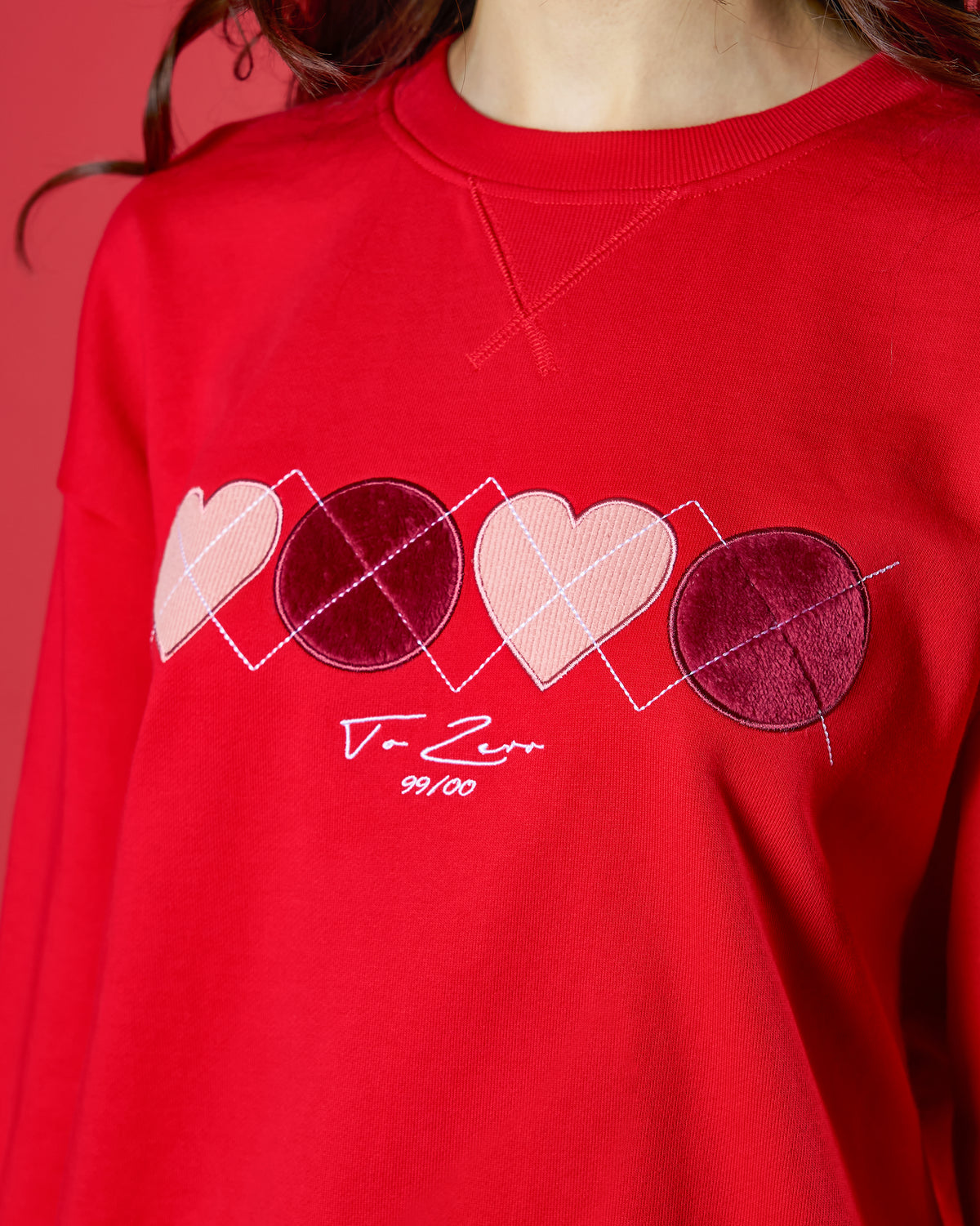 'XOXO LOVELY FURRY' CREWNECK SWEATSHIRT (RED)