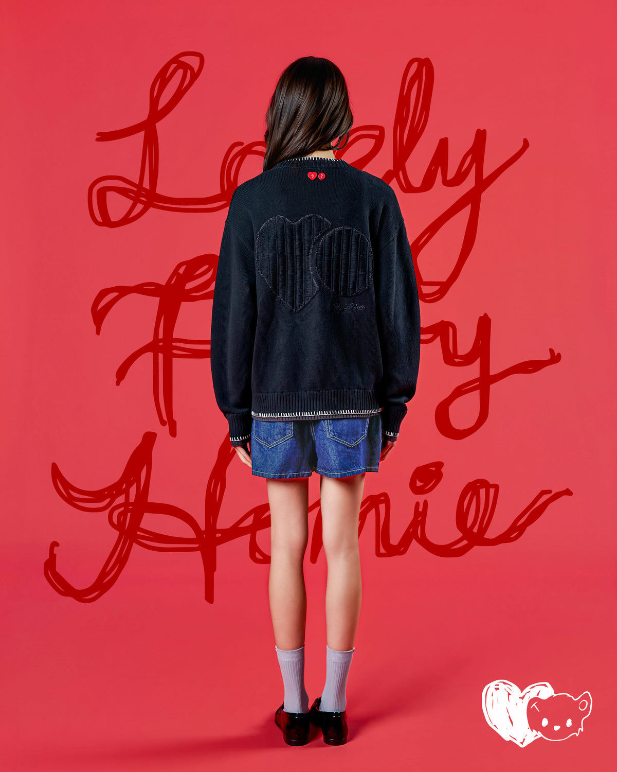 'FUR-FECTLY PAWSOME' CONTRAST CARDIGAN (BLACK)