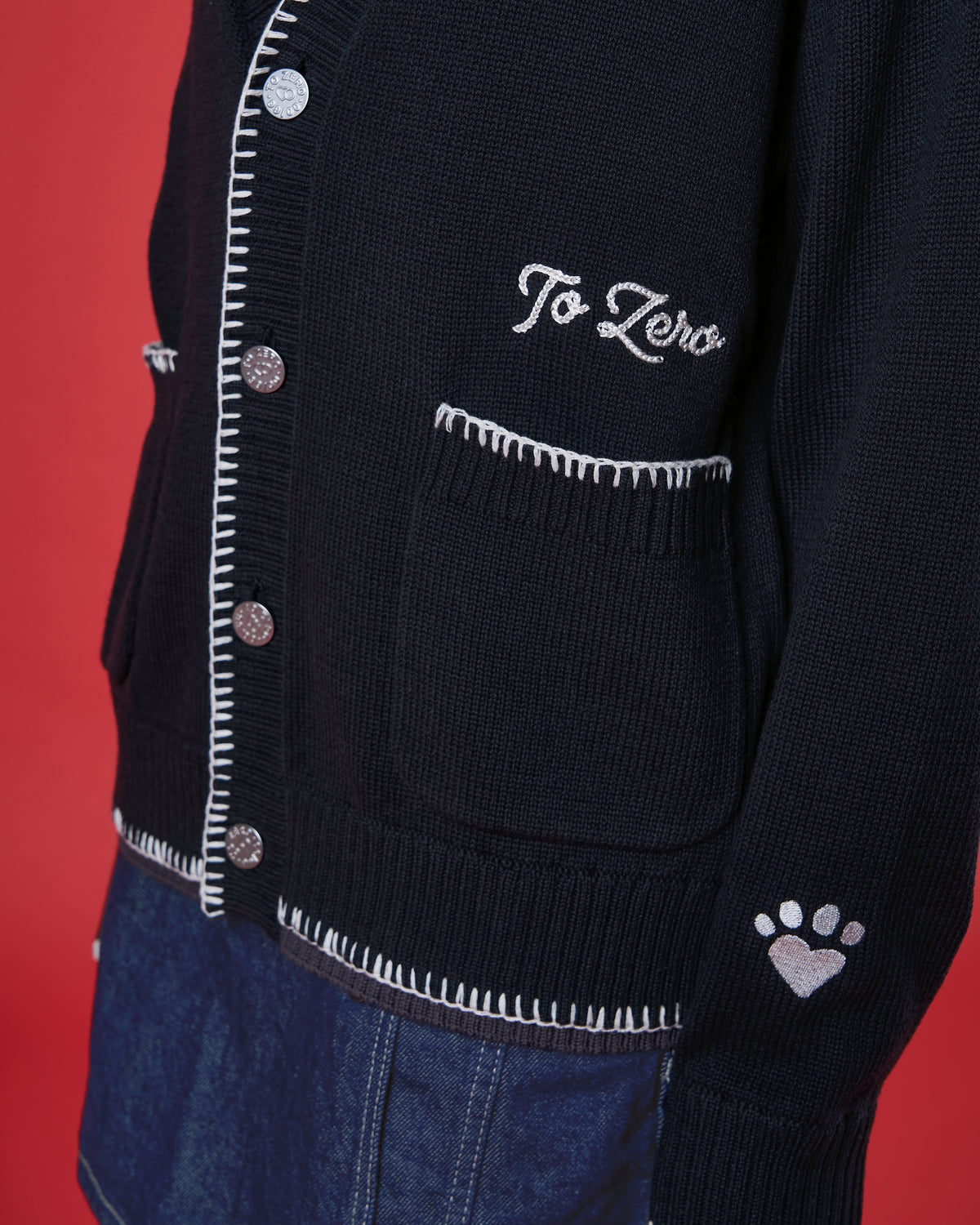 'FUR-FECTLY PAWSOME' CONTRAST CARDIGAN (BLACK)