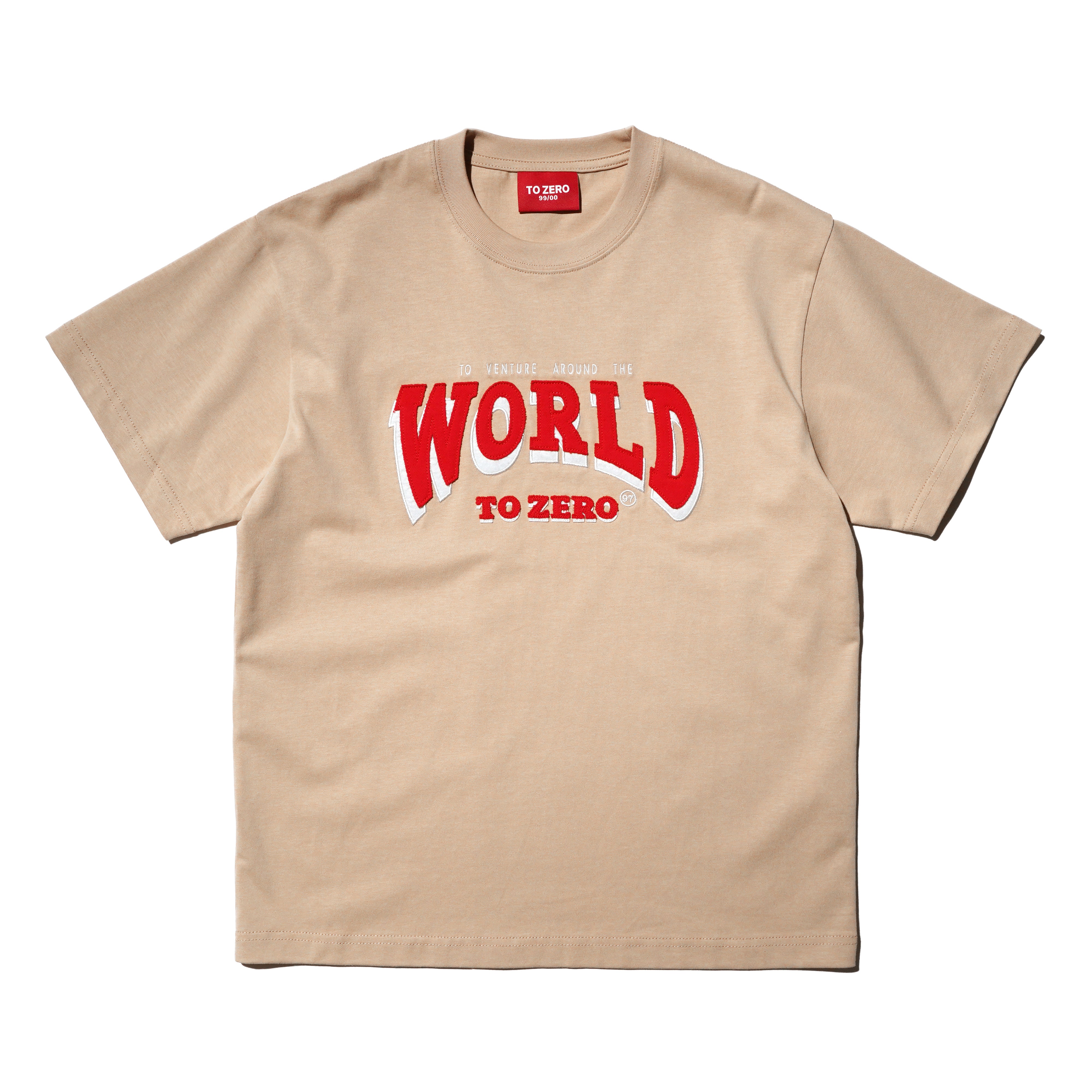'TO VENTURE AROUND THE WORLD' 貼飾T恤