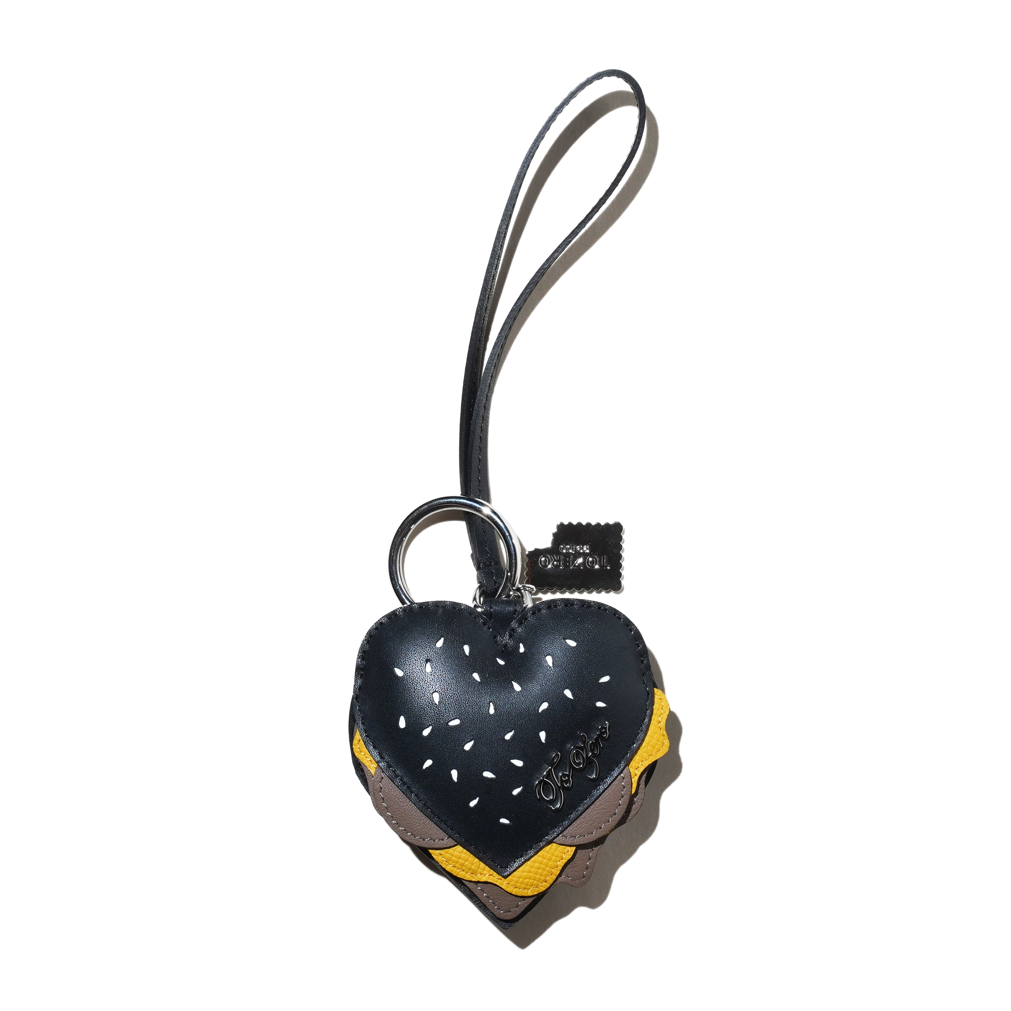 'THE BIG CHEESE' LEATHER BAG CHARM (BLACK)