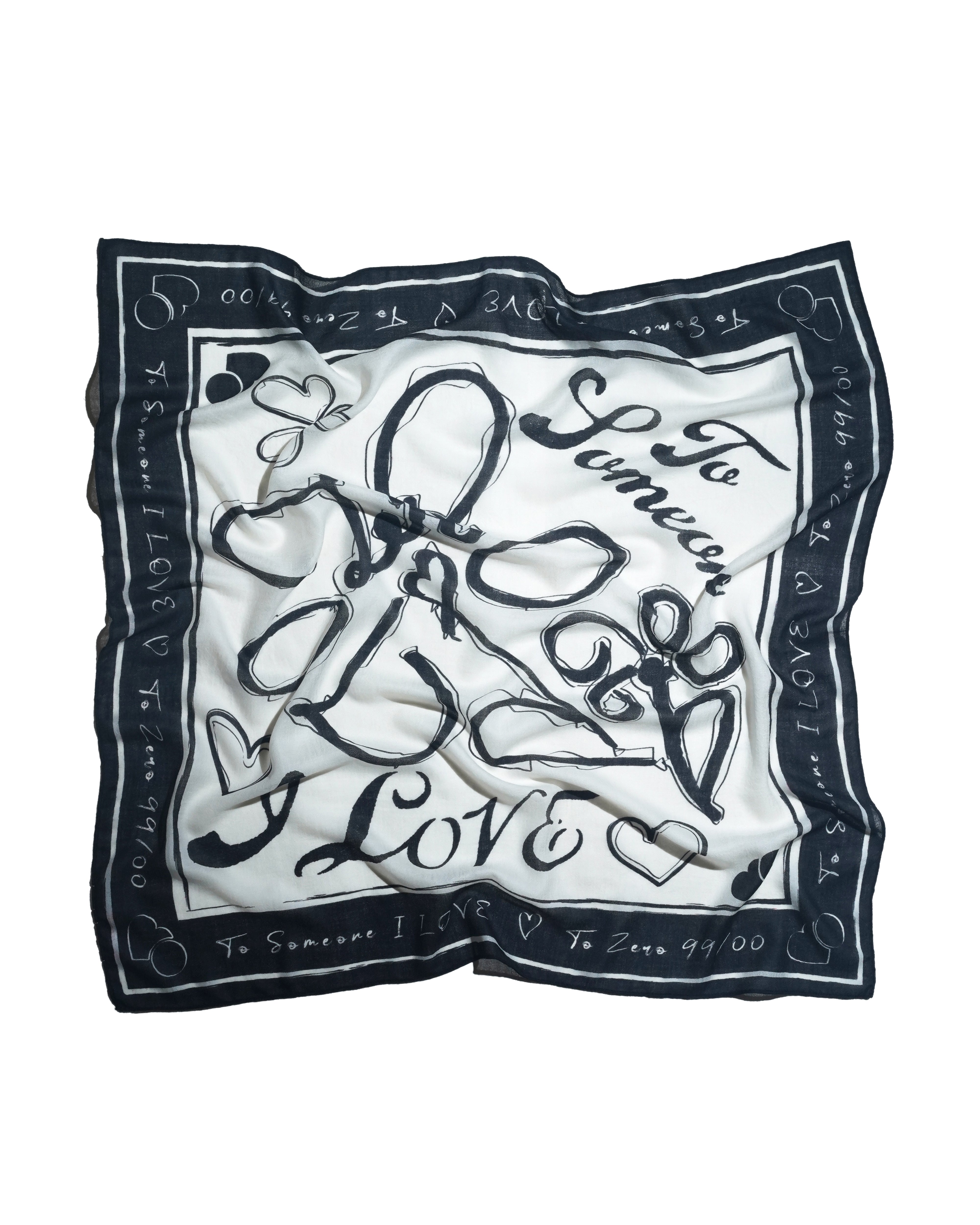 'THE SKETCH TO SOMEONE I LOVE' SQUARE SCARF (BLACK)