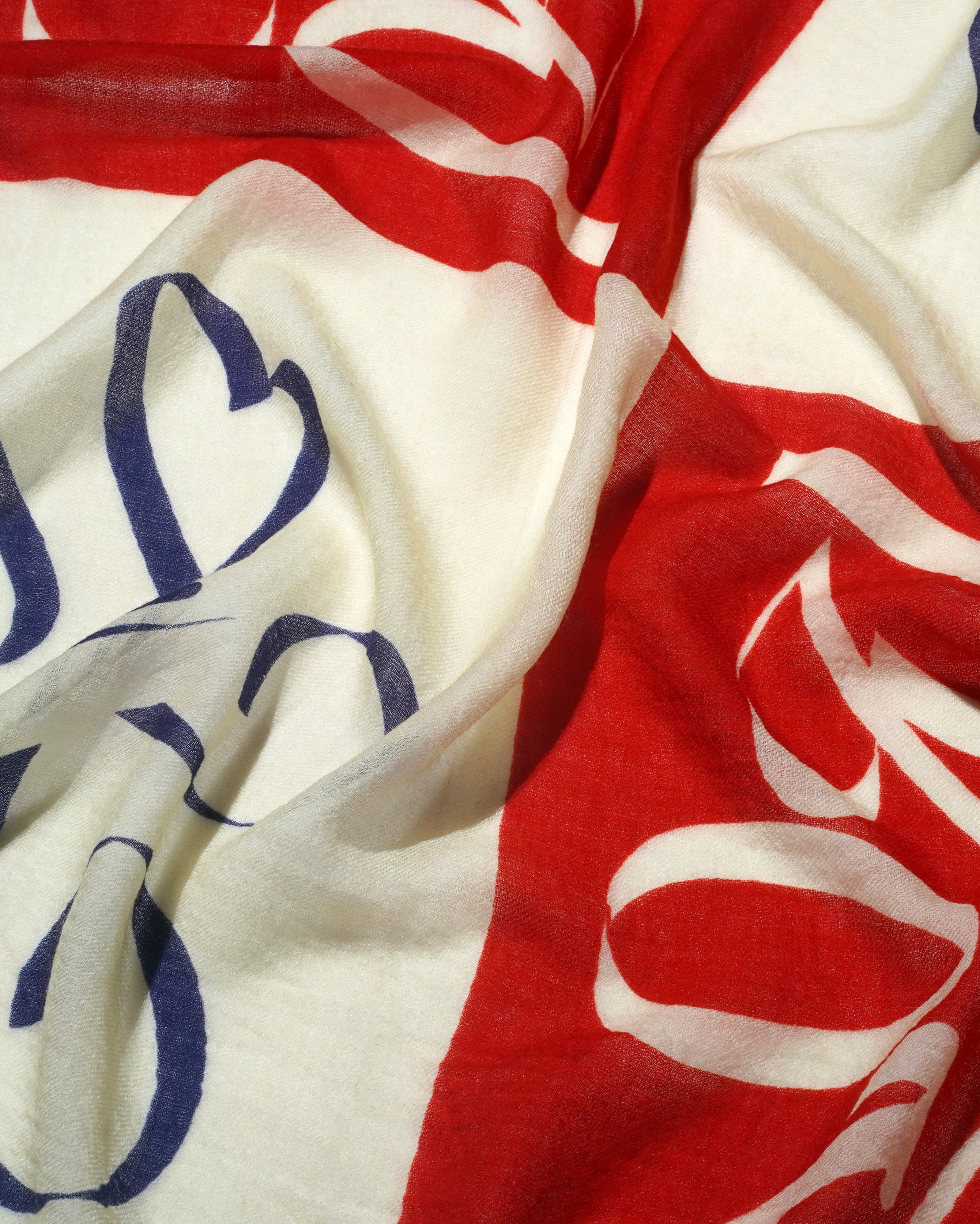 'THE PETALS OF LOVE' SQUARE SCARF (RED / NAVY)