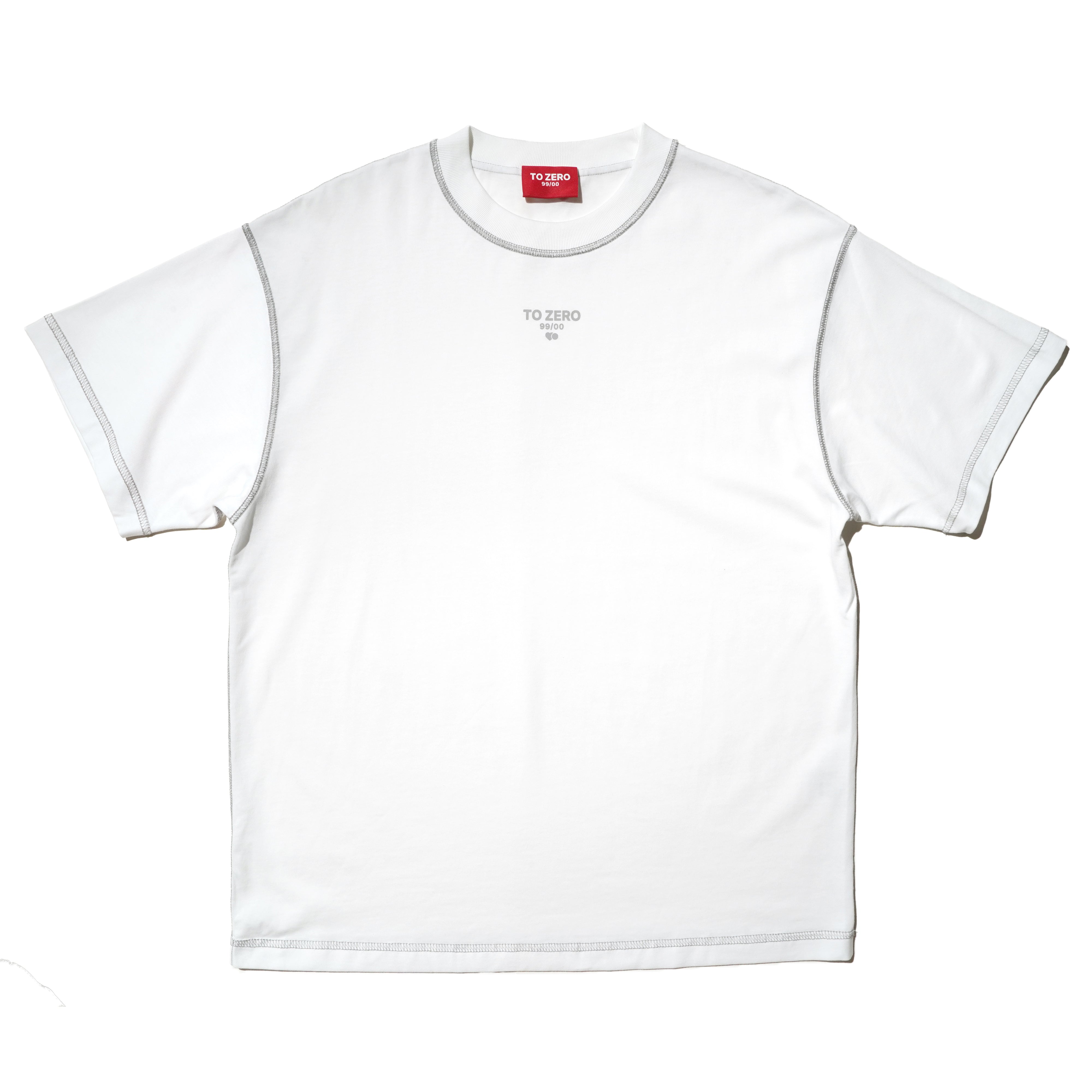 TO ZERO 撞色縫線T恤 (白色)