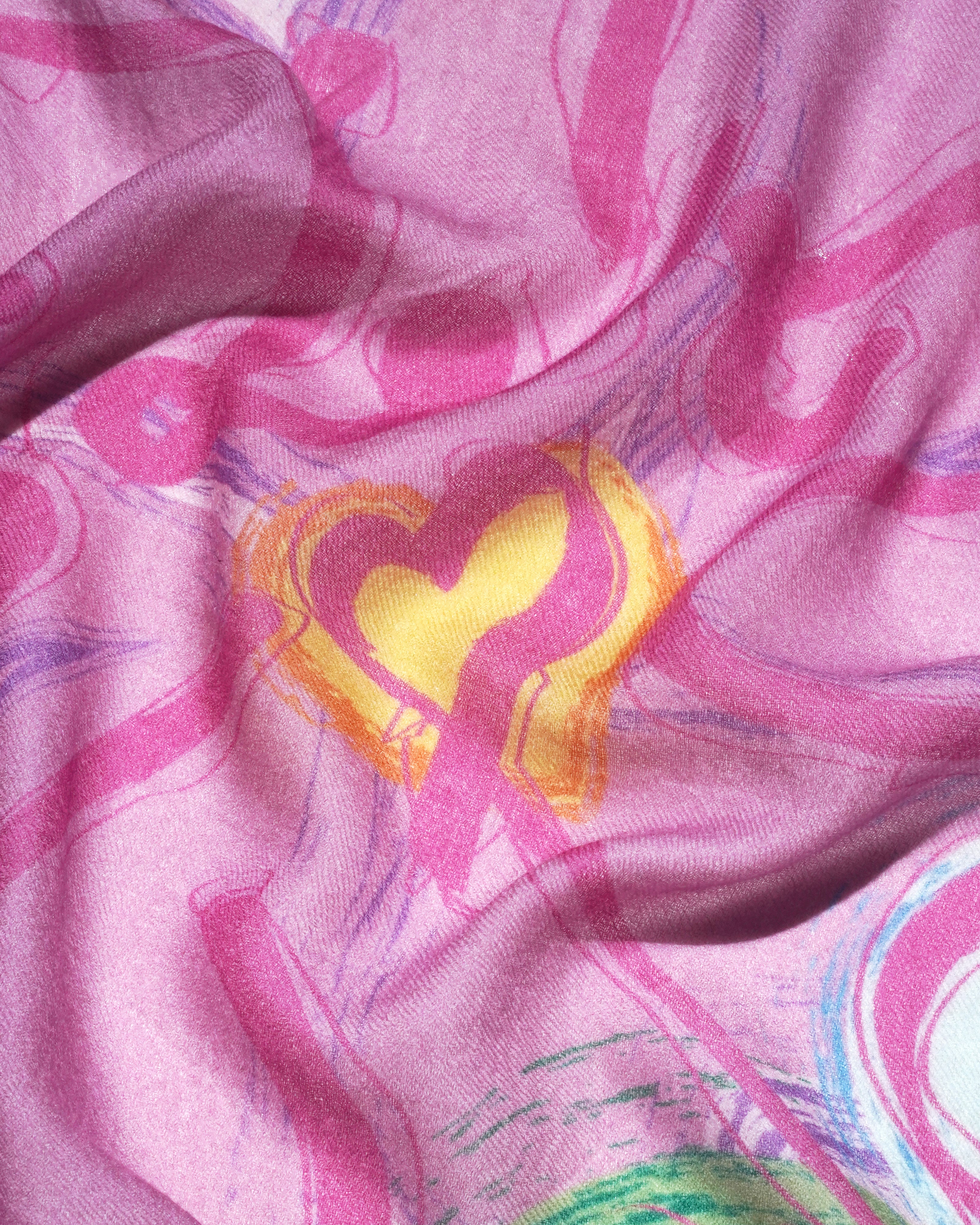 'THE SKETCH TO SOMEONE I LOVE' SQUARE SCARF (ORCHID)