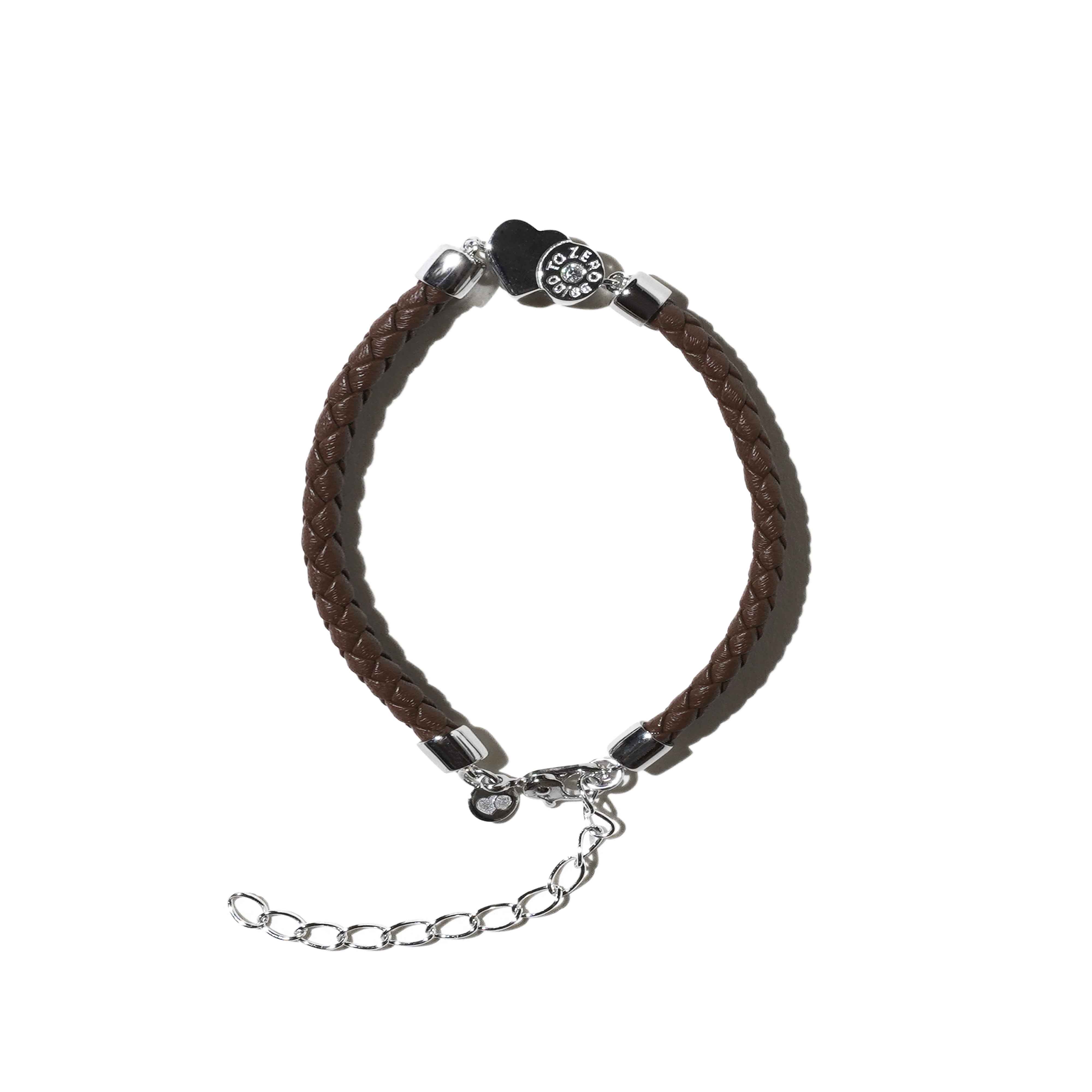 'HITS THE SPOT' LEATHER BRACELET (BROWN/SLIVER)