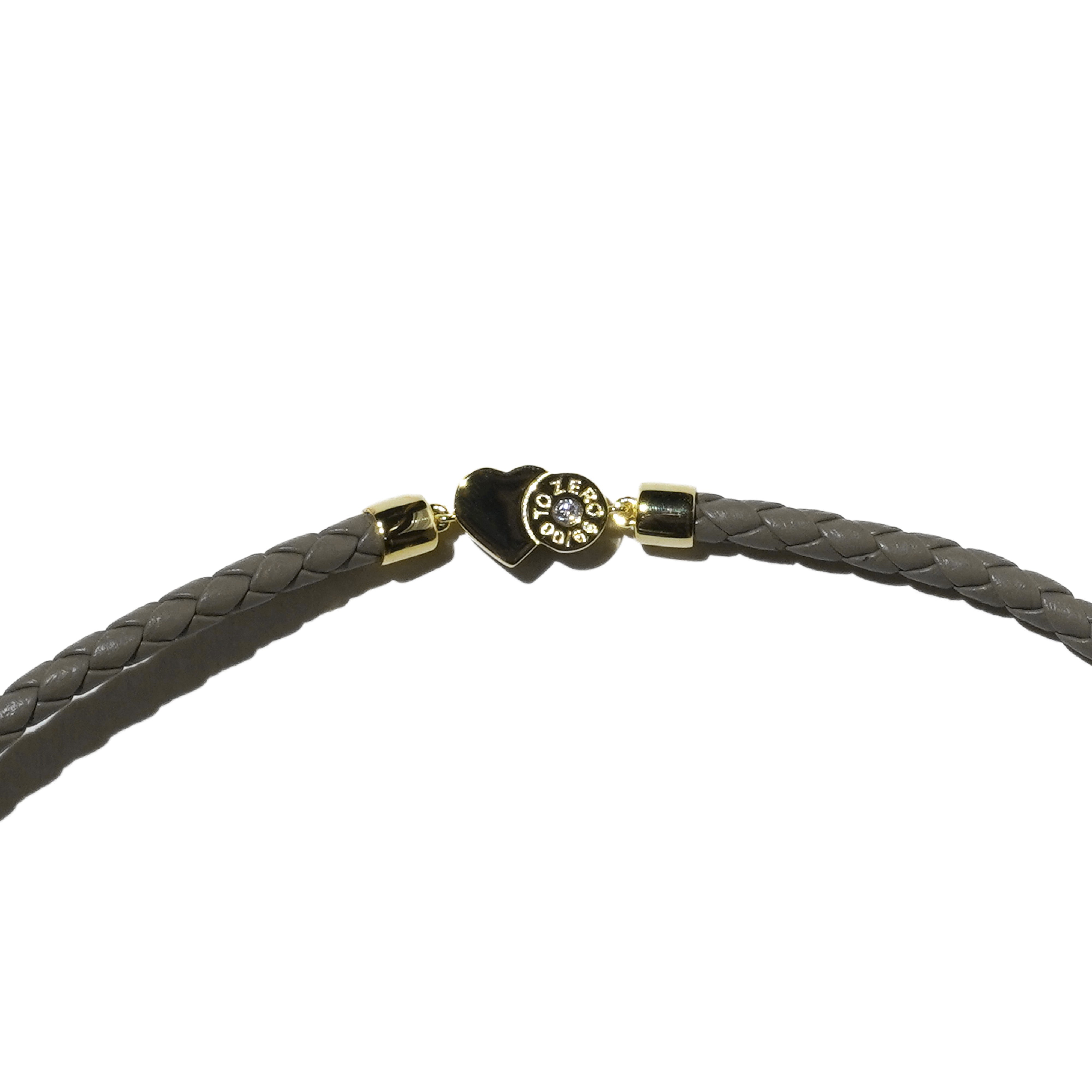 'HITS THE SPOT' LEATHER BRACELET (GREY / GOLD)