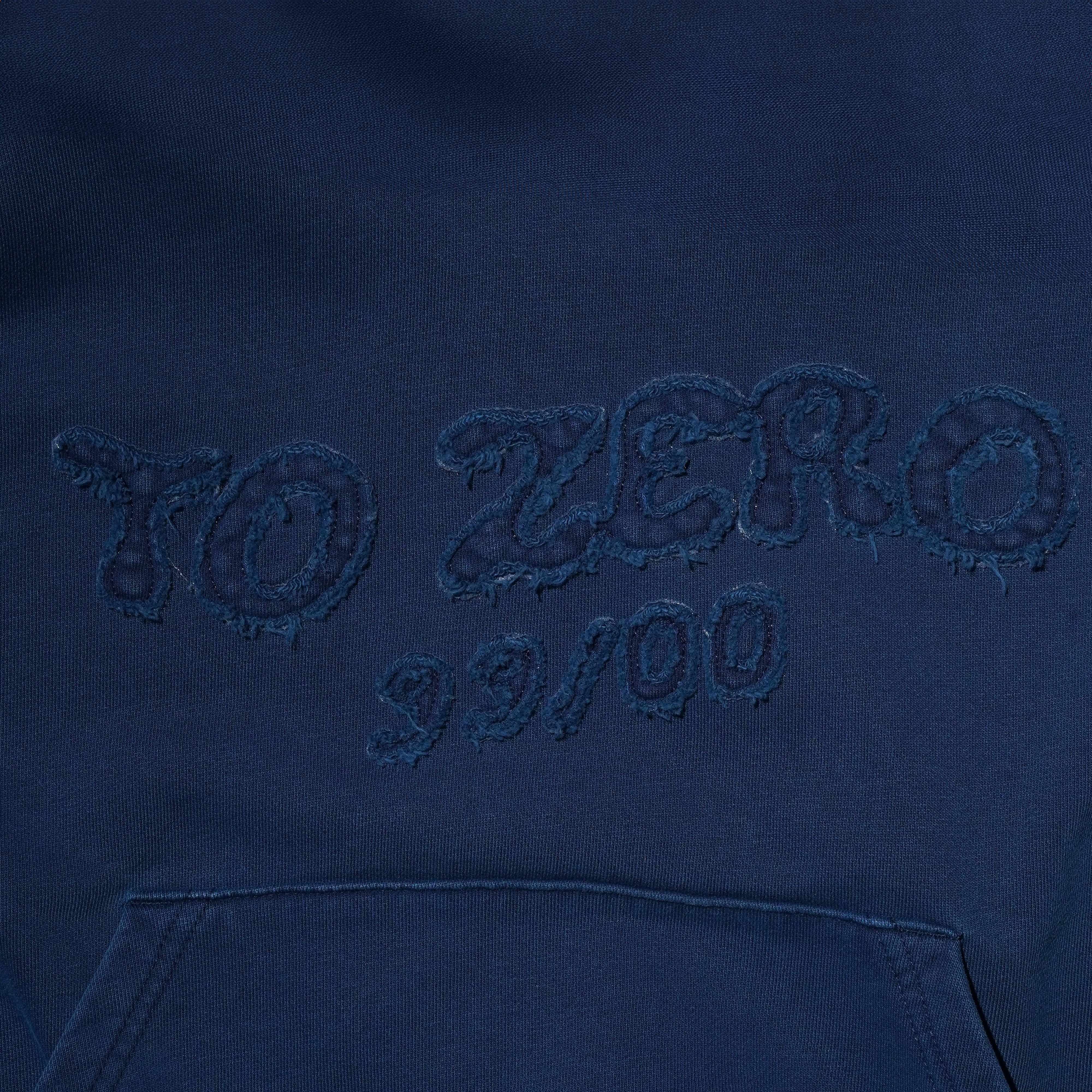 'TO ZERO 99/00'  WAVY LOGO GARMENT DYED HOODIE