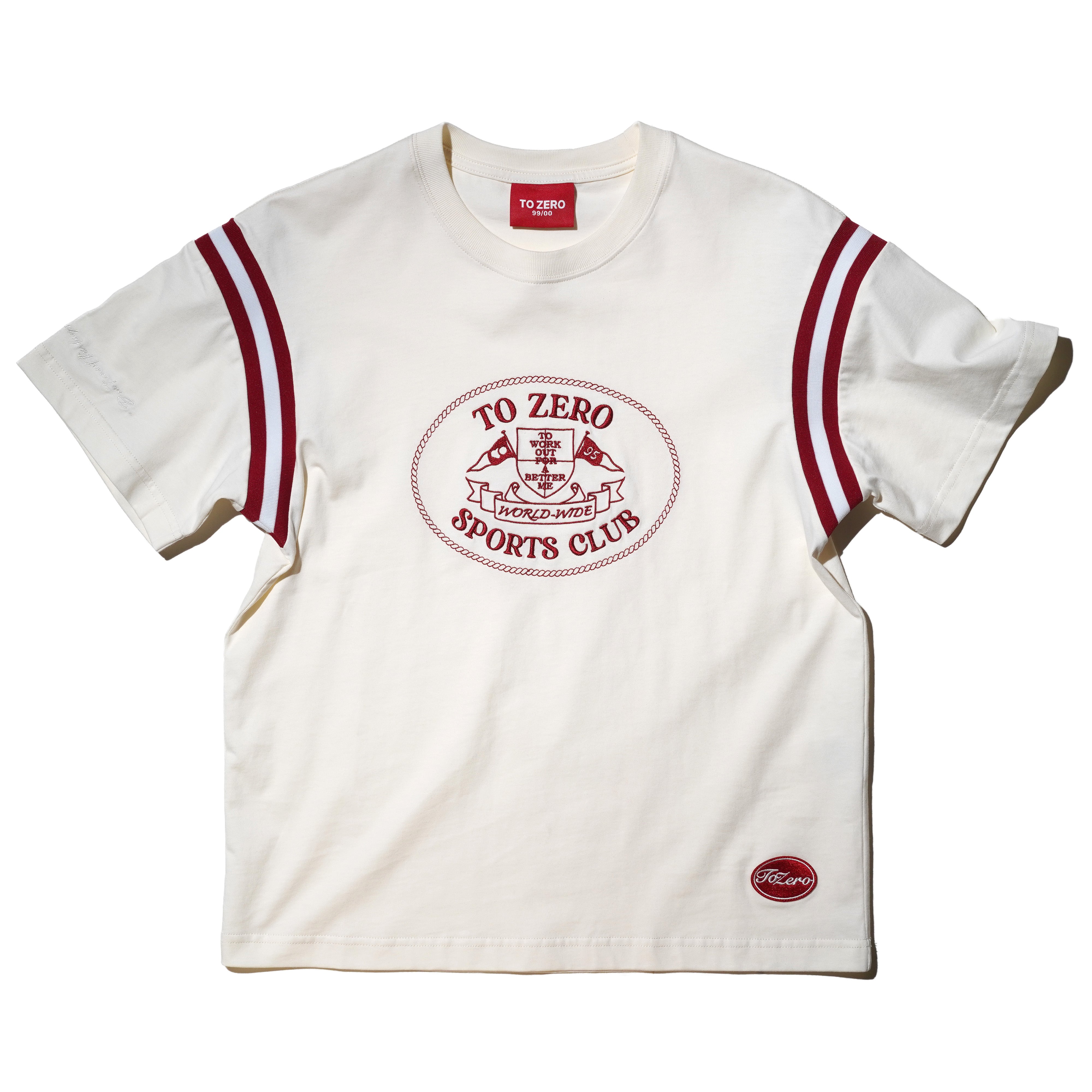 TO ZERO 'SPORTS CLUB' SHOULDER INSET T-SHIRT ( OFF WHITE )