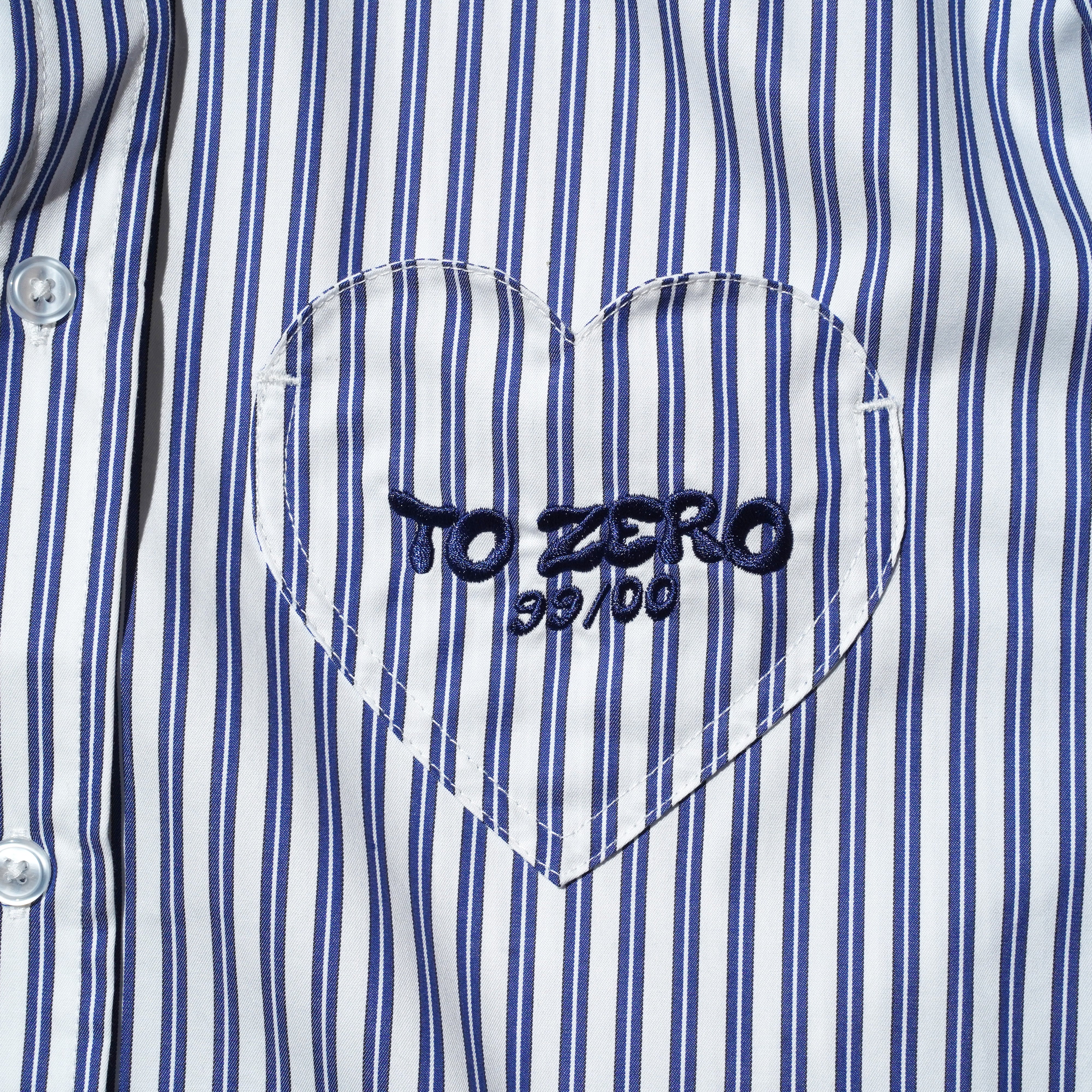 'TO BE LAZZZY...' EMBROIDERY BOYFRIEND SHIRT (NAVY & WHITE STRIPE)