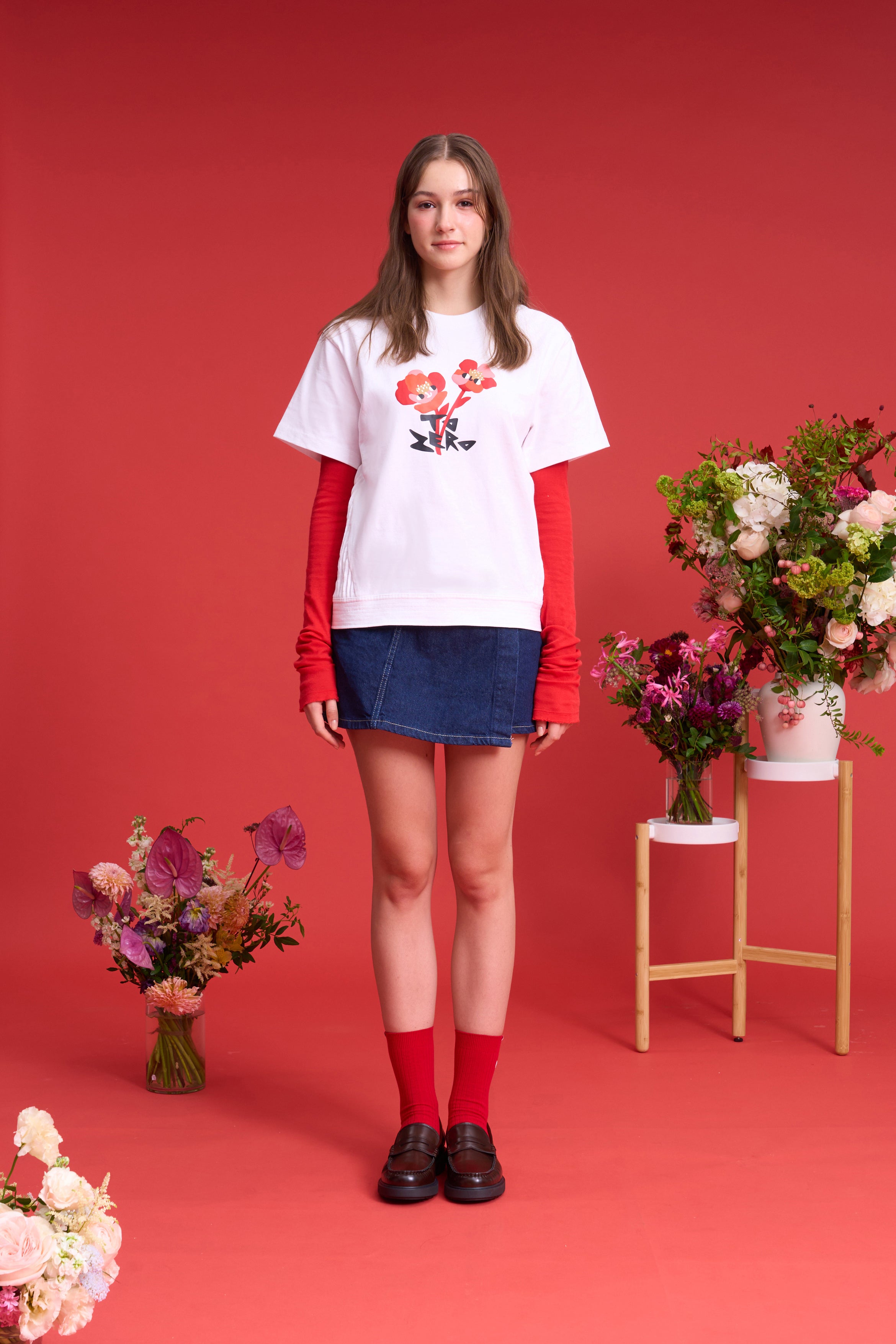 TO ZERO 'Floral Friends' T-SHIRT (WHITE)